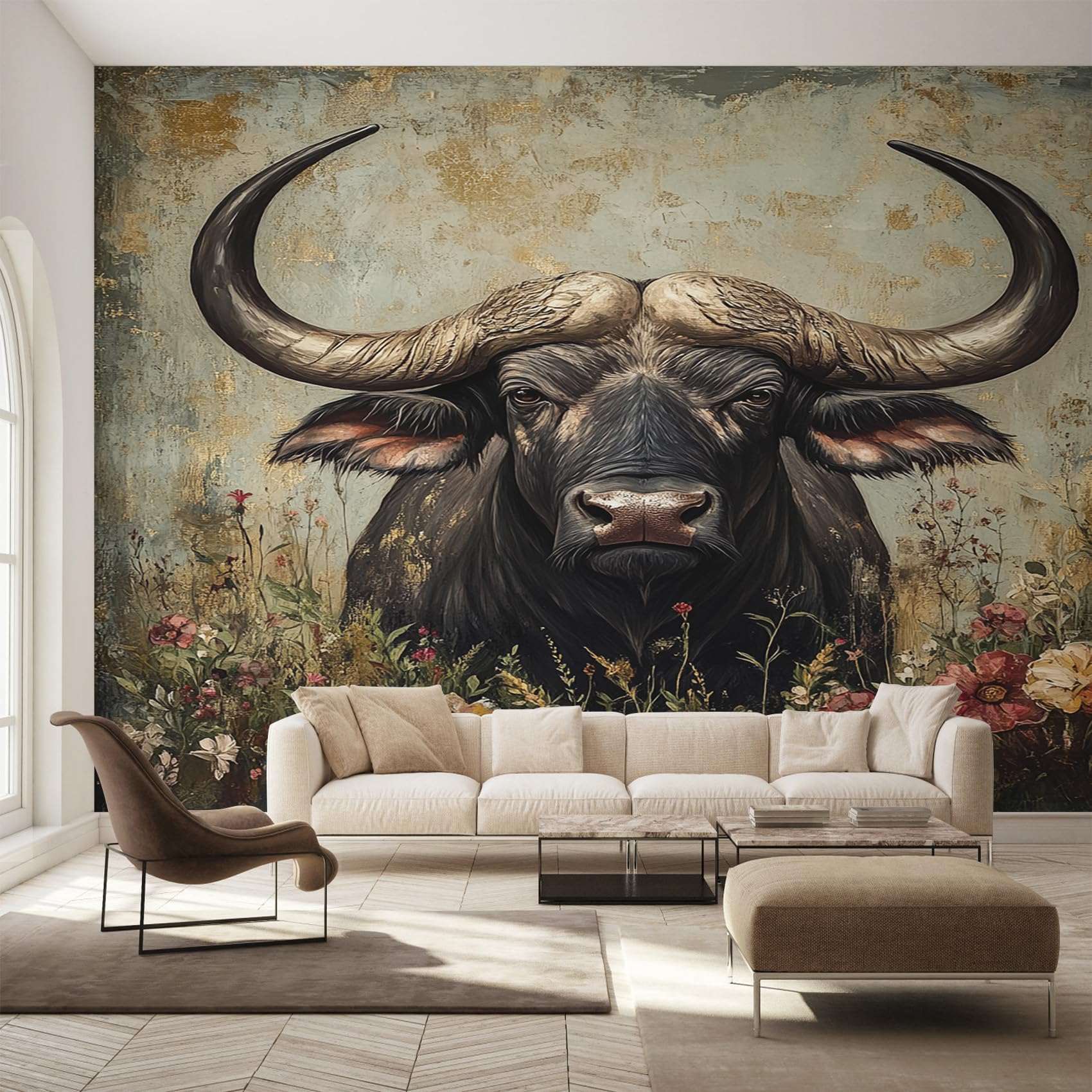Papier peint animal de ferme fleur pour créer une ambiance champêtre et chaleureuse dans la chambre