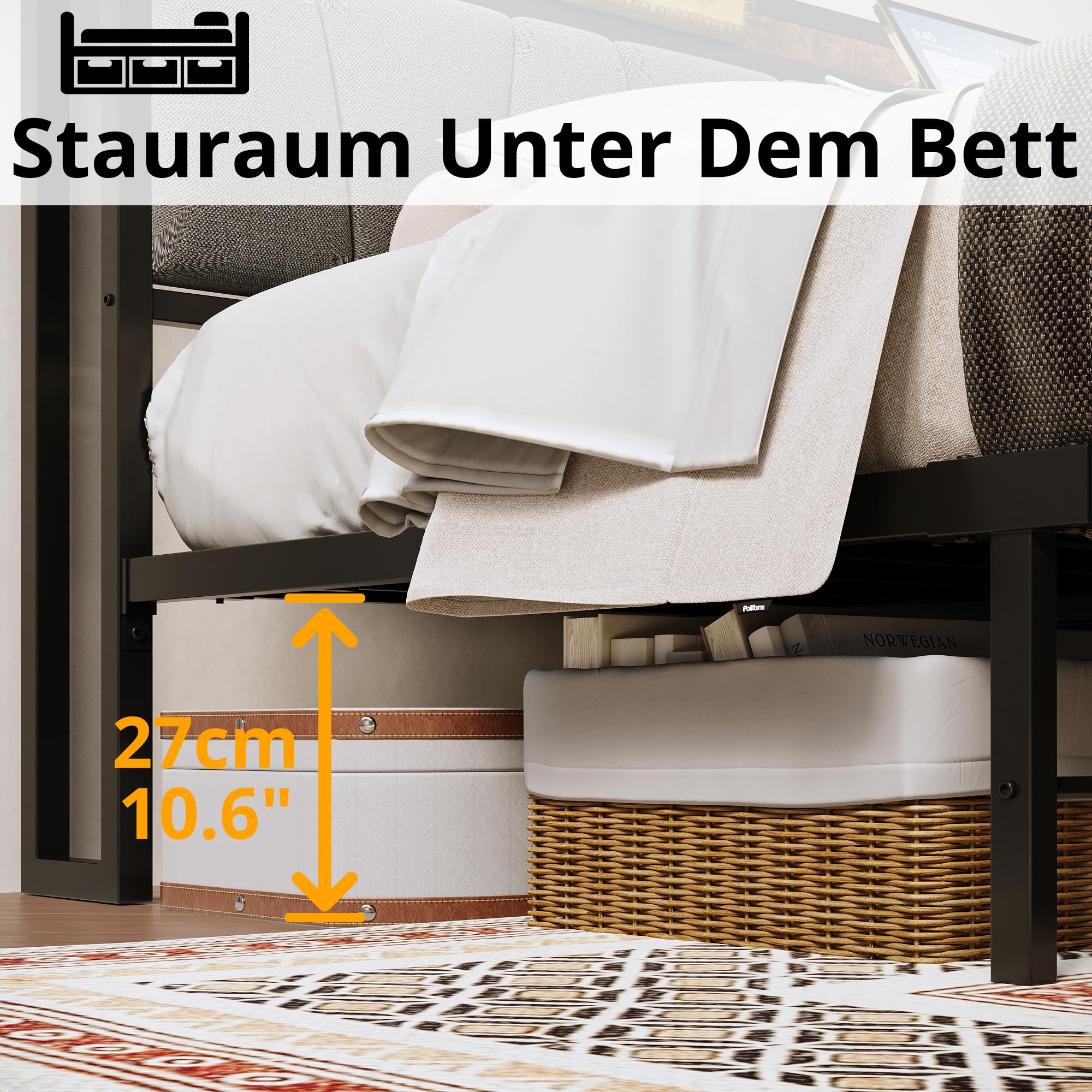 Ironck Bett 120x200 mit Ladestation (2 AC-Steckdosen – Bild 5