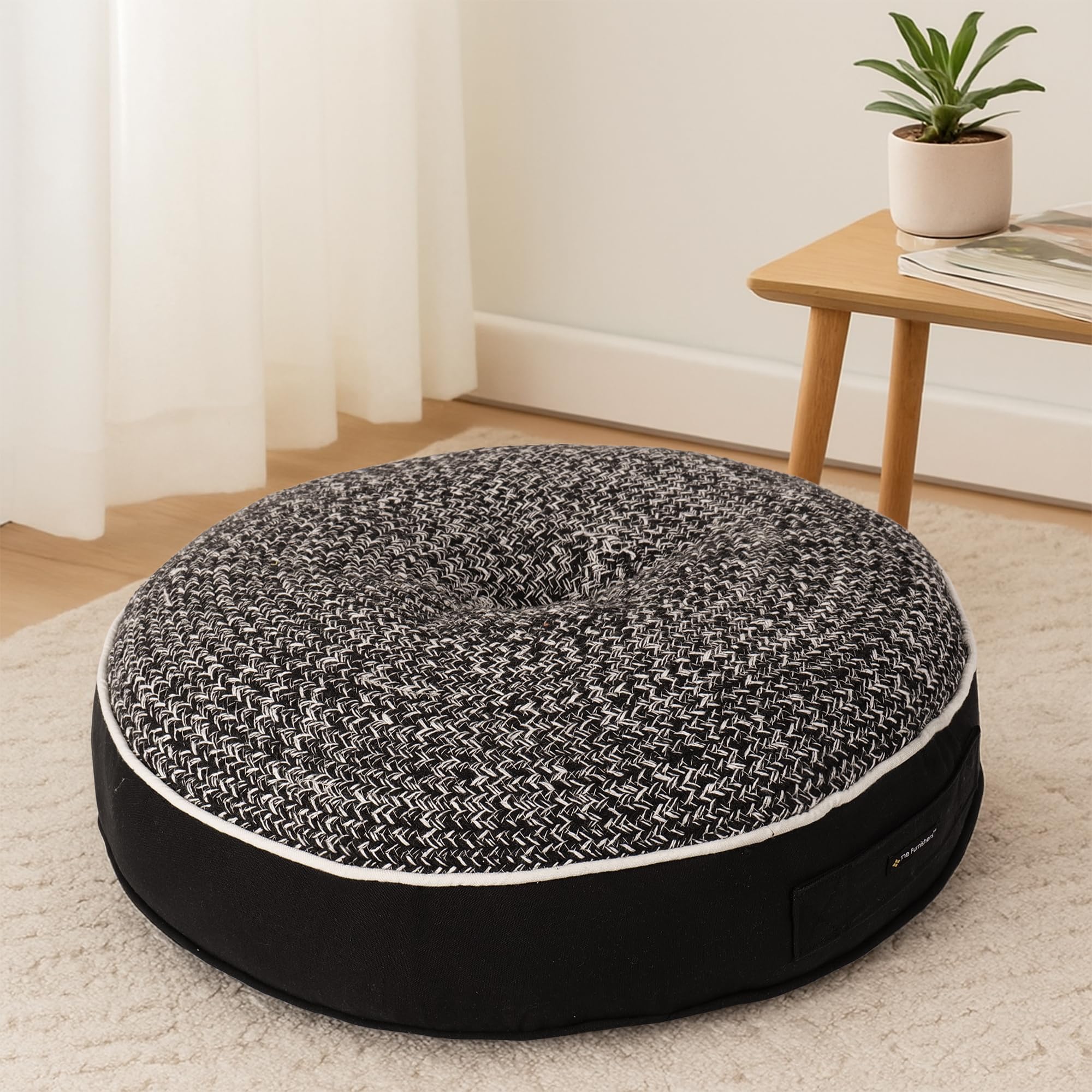 Orange Woven Floor Cushion - Cozy Seating & Meditation -28