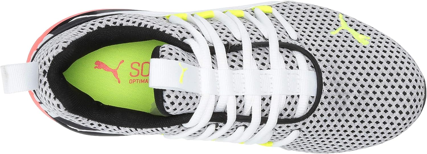 PUMA mens Axelion Breathe Cross trainer, Puma Whiteyellow Alert-nrgy Red, 8.5 US