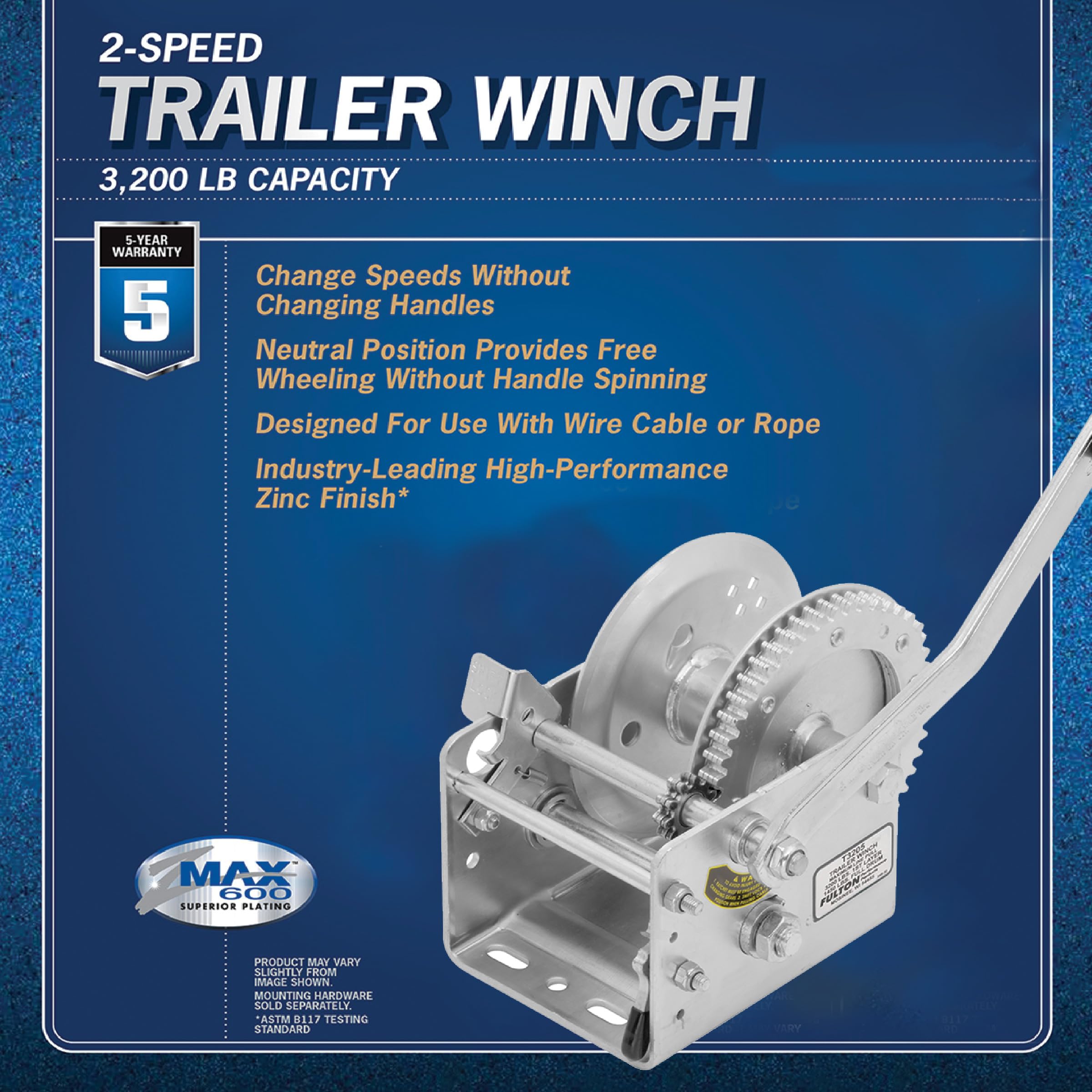 Amazon.com: Fulton 142423 Trailer Winch, Two-Speed, 3,200