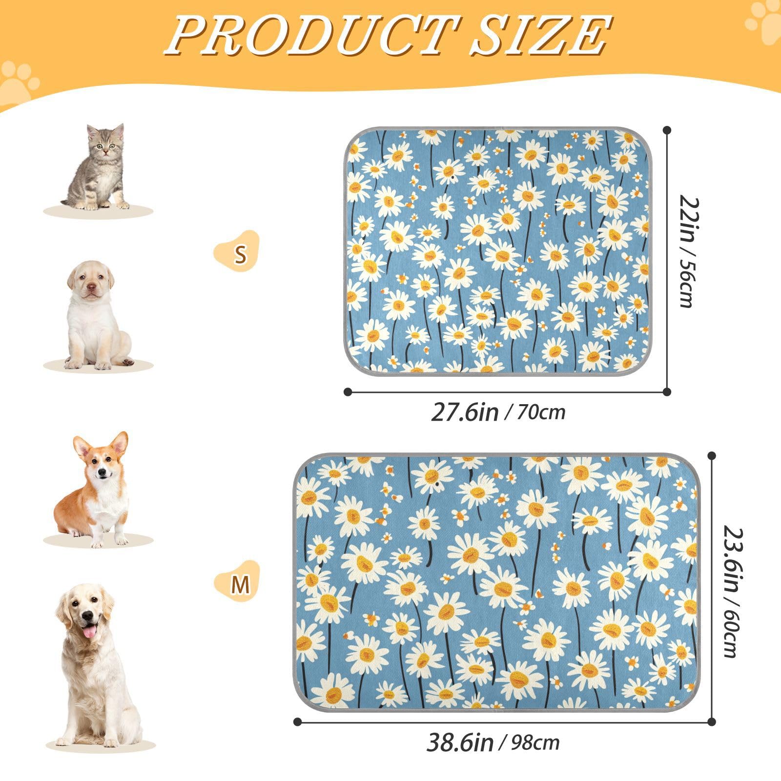 EtherSpher Blue and White Daisies Summer Cooling matt Self Cooling pad for cat for Animals Outdoor cat Soft Mantas frías para Perros M