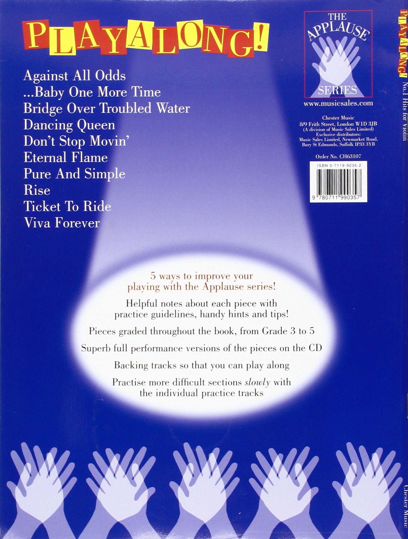 Applause No.1 Hits Playalong For Violin Vln Book/Cd