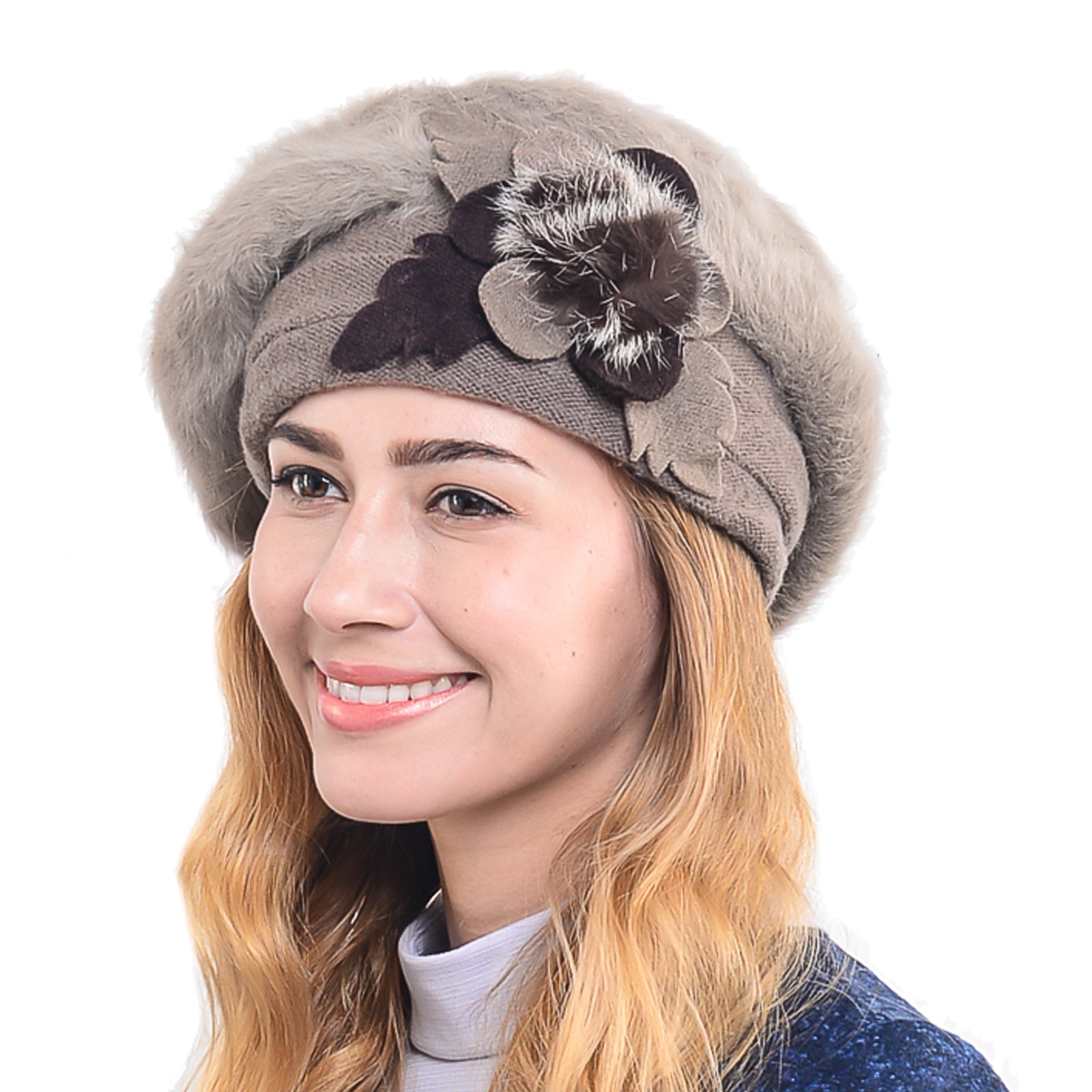 Women’s French Beret - 100% Wool Cloche Hat - Beret Beanie for Winter C020 (Br022-Brown)