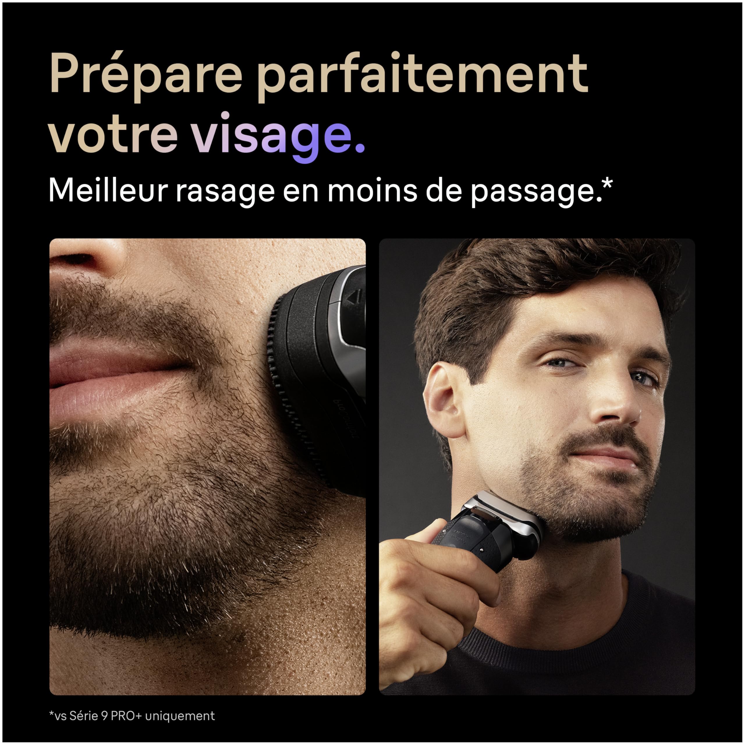 Braun Rasoir Electrique Homme Series 9+ Pro 9690CCE Noir | Etanche, Batterie Rechargeable, Lames de Précision Ultra-Fines, Tondeuse ProTrimmer, Station de Nettoyage, Tête de Pre-Rasage