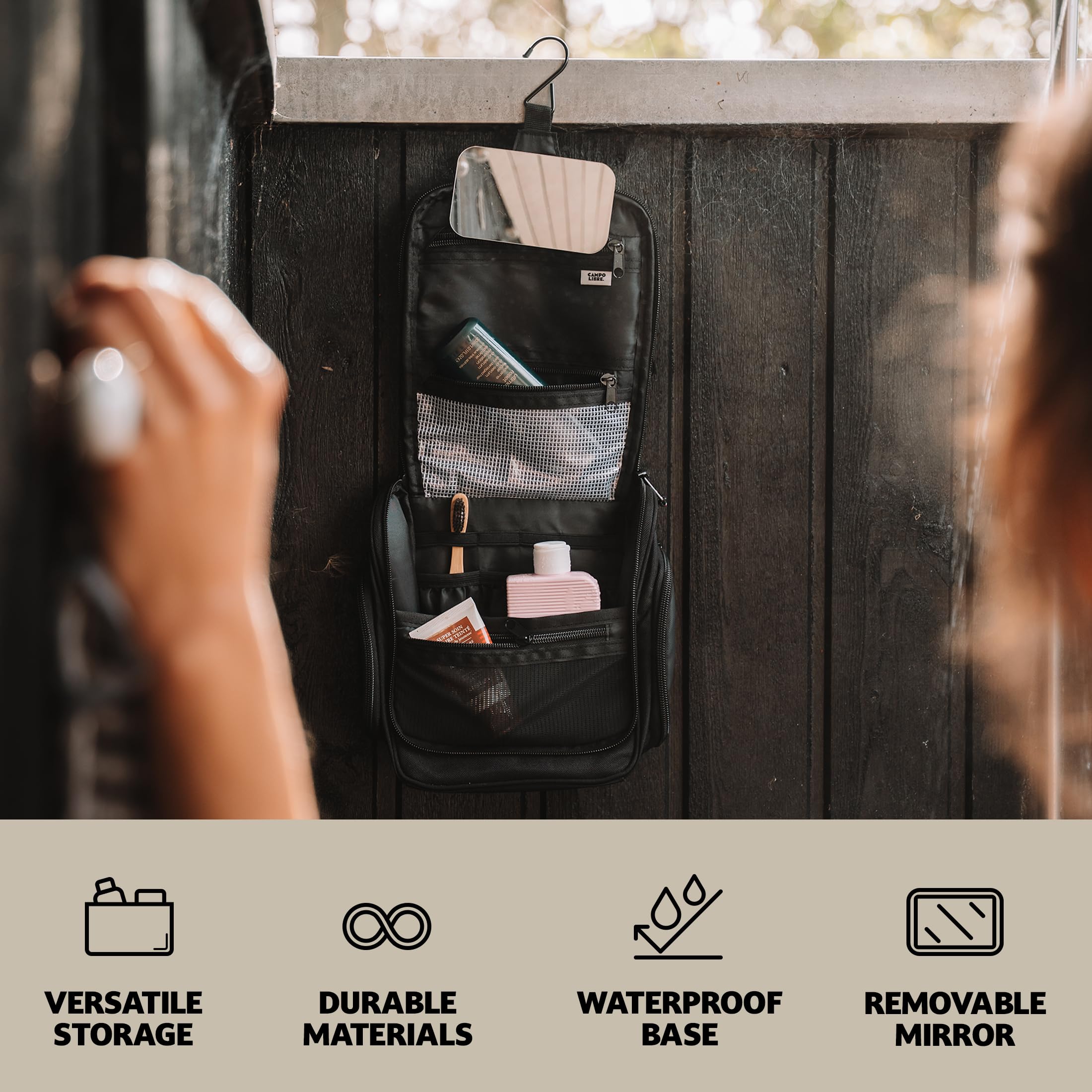 Campo Libre. Tony Neceser Unisex-Adultos, Neceser para Colgar con 11 Compartimentos para Tus Cosméticos, Bolsa de Lavado en, Impermeable y en Tamaño Ideal para Viajes y Aventuras al Aire Libre