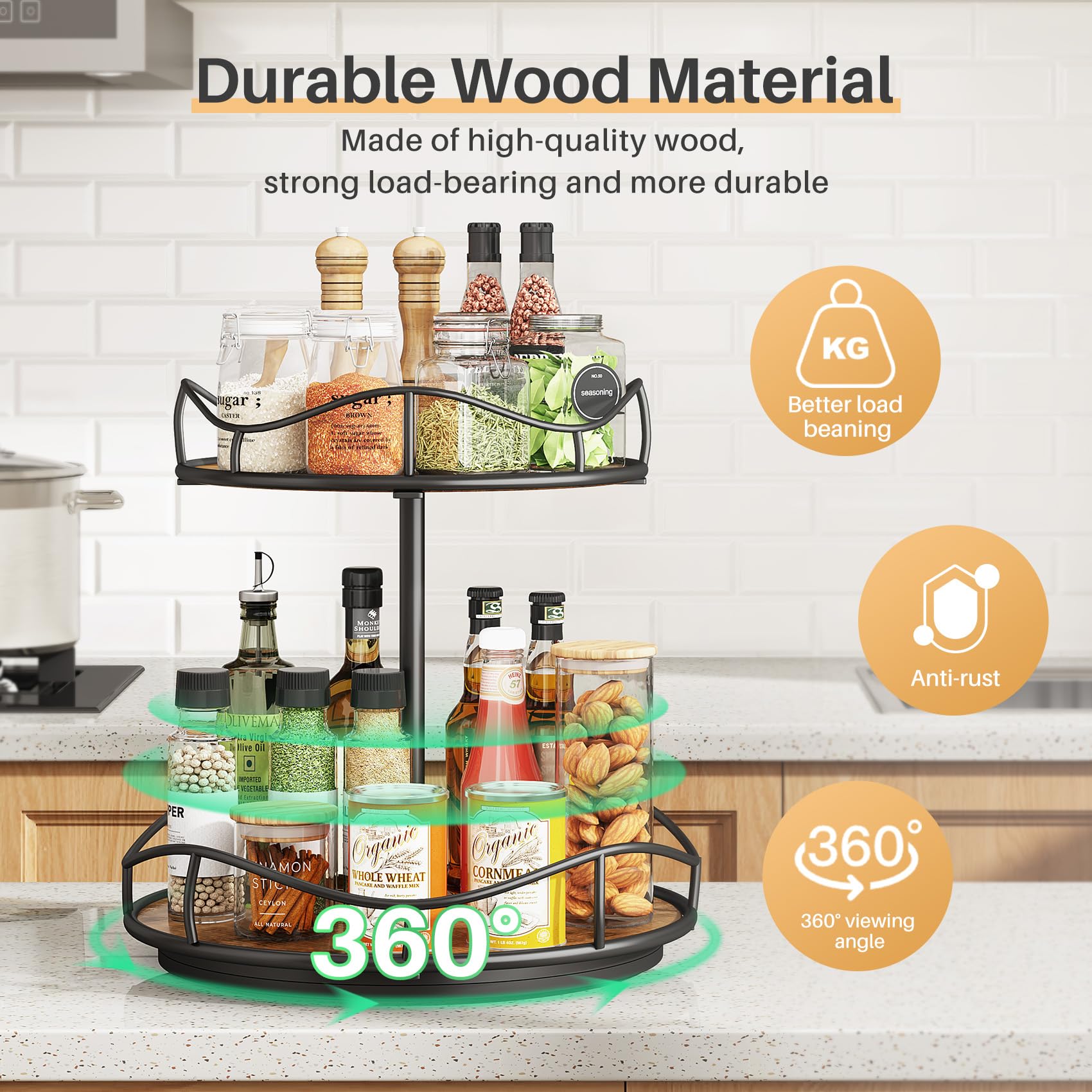 Snapklik.com : SNTD Lazy Susan Organizer Turntable Spice Rack - 2 Tier ...