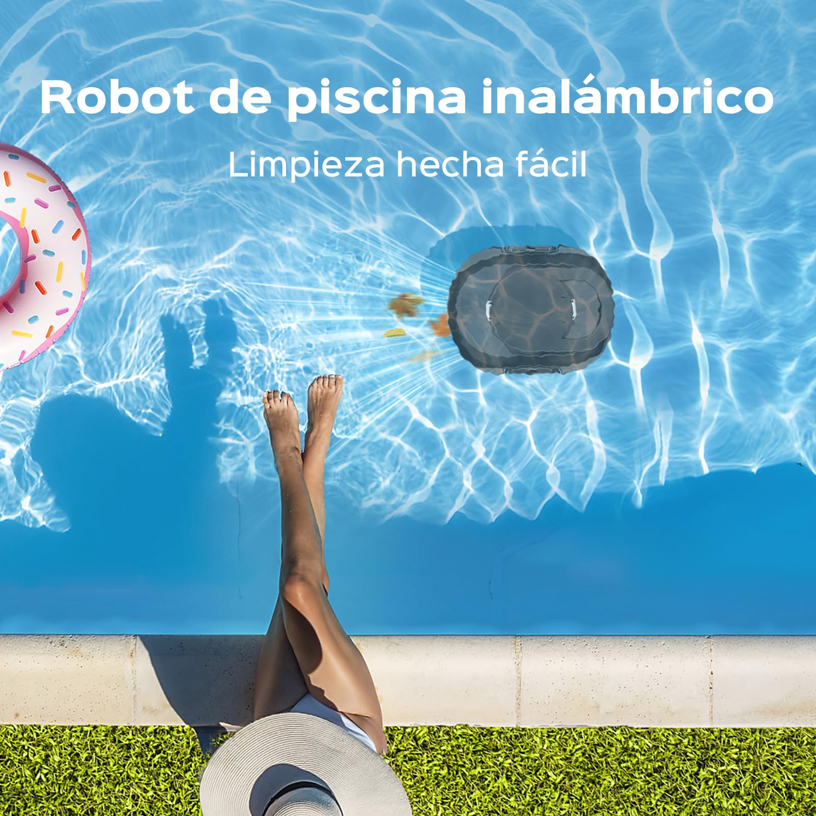 (2026 Upgrade) S1PRO Robot Piscina, 120 Min de Limpieza, Doble Motor Robot Limpiafondos Piscina Sin Cable, Carga en 2.5h, Autoaparcable, para Piscinas de Fondo Plano 100 m², Blanco-Negro