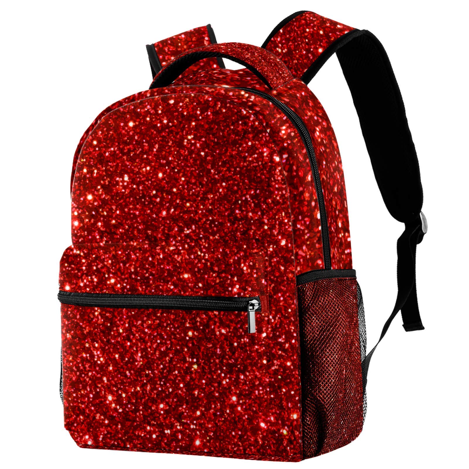 Lazen Color8 Lightweight Backpack College School Bag Laptop Daypack For Adults And Kids Casual Rucksack Red Glitter Sequins Pattern