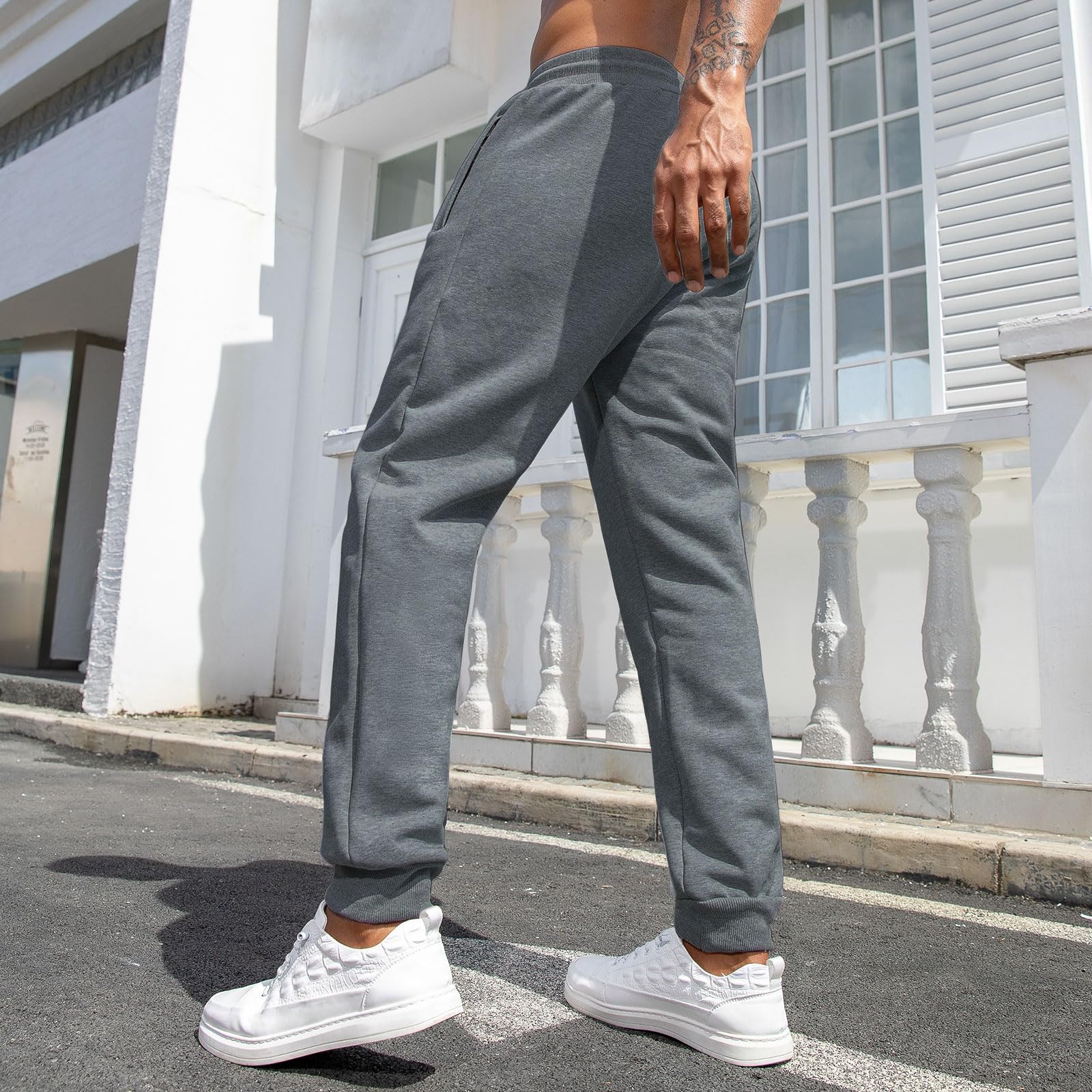 Vorvowry Pantaloni Tuta Uomo Invernali Caldo Felpati Pile Pantalone Termici Cotone Sportivi Joggers con Elastico in Vita Coulisse e Tasche