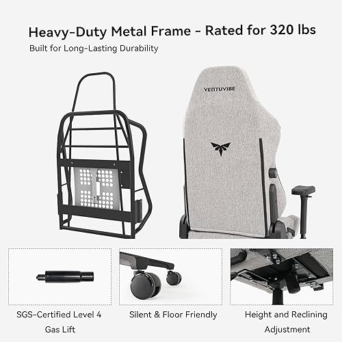 Miniatura 8 de Silla para videojuegos, silla ergonómica de computadora de respaldo alto con soporte lumbar, silla de videojuegos, reposabrazos ajustables 4D,