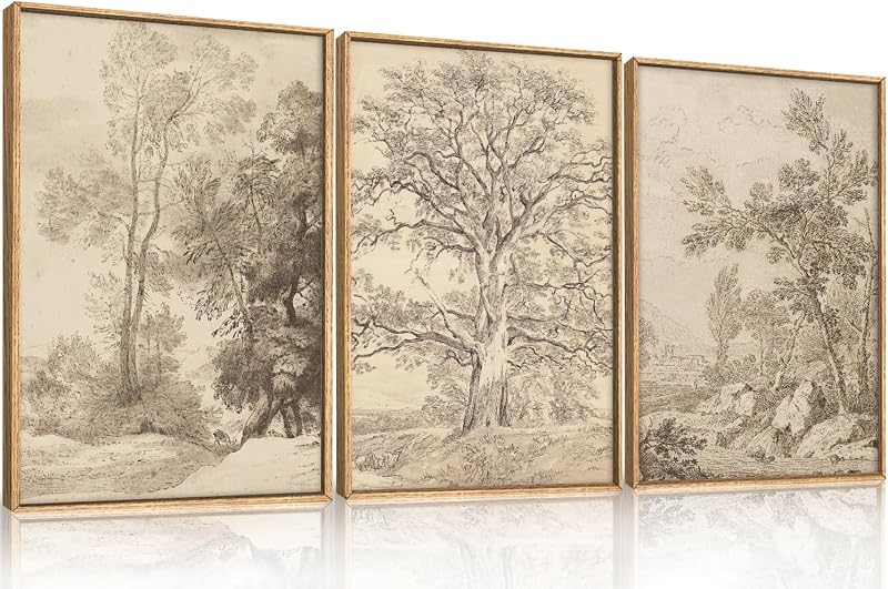 Vintage Sketchbook Forest Framed Canvas Set — $130