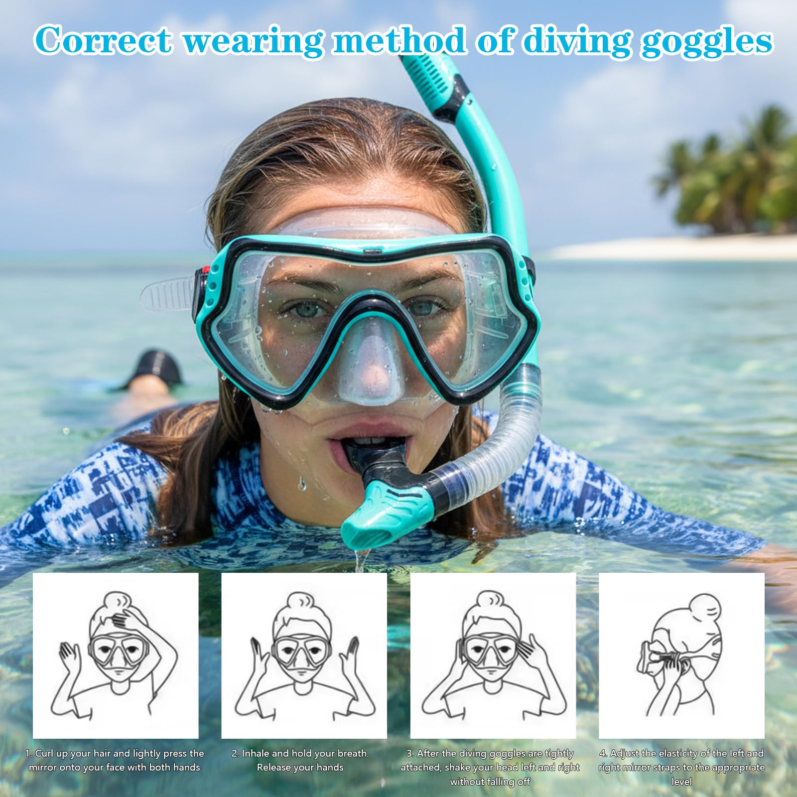Masque De Plongée Adulte, Verre Trempé 180°, Tuba Sec, Ajustable, Anti-Buée, Pour Snorkeling