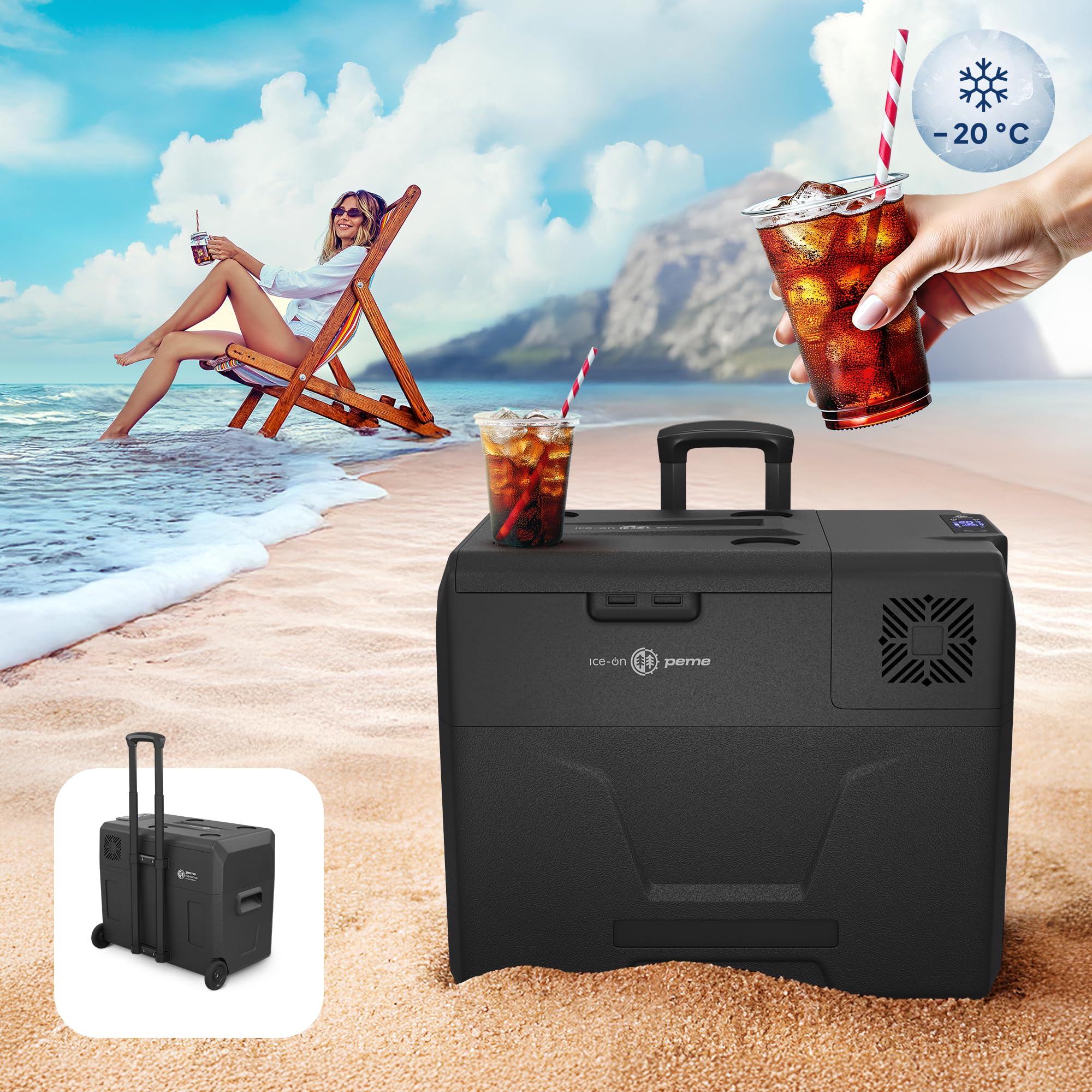 peme Frigorifero Portatile Elettrico Congelatore Frigo Campeggio Auto 12v 24 220v 240 Compressore per Camper Freezer Ricaricabile Congelatori Viaggio Refrigeratore Escursione 39L – Expedition