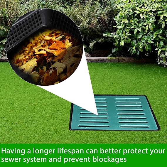 Large Drainage Catch Basin with Fiber Glass Grate and Debris Basket, French Drain Catch Basin with No Pre-Drilled Holes for Patios, Downspouts, Lawns, Municipal Plumbing (18x18x24 in)