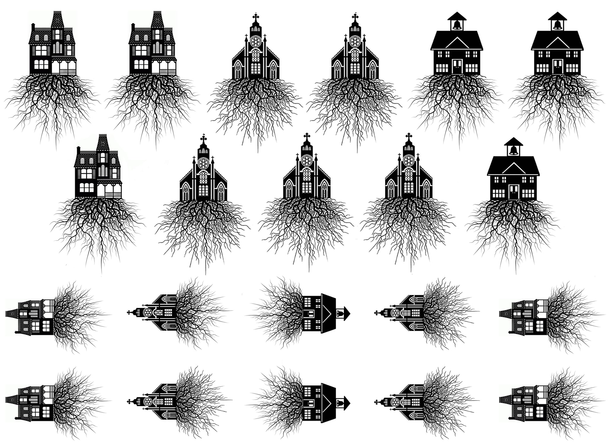 captive decals Rooted Church House School Black Fused Glass Decals-picture-13
