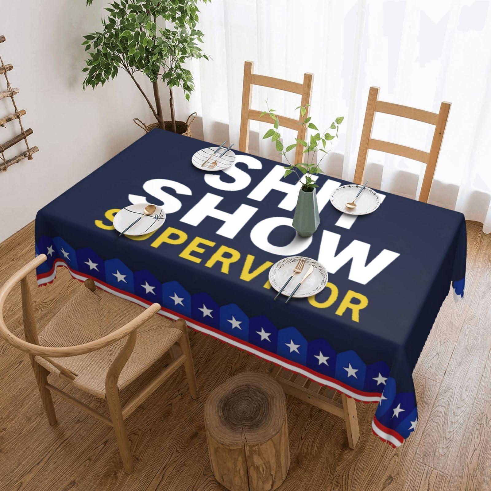 SMAZDFXX Shit Show Supervisor Funny Gifts 54 x 72in Table Cloth,Polyester Rectangle Tablecloth for Kitchen Dining