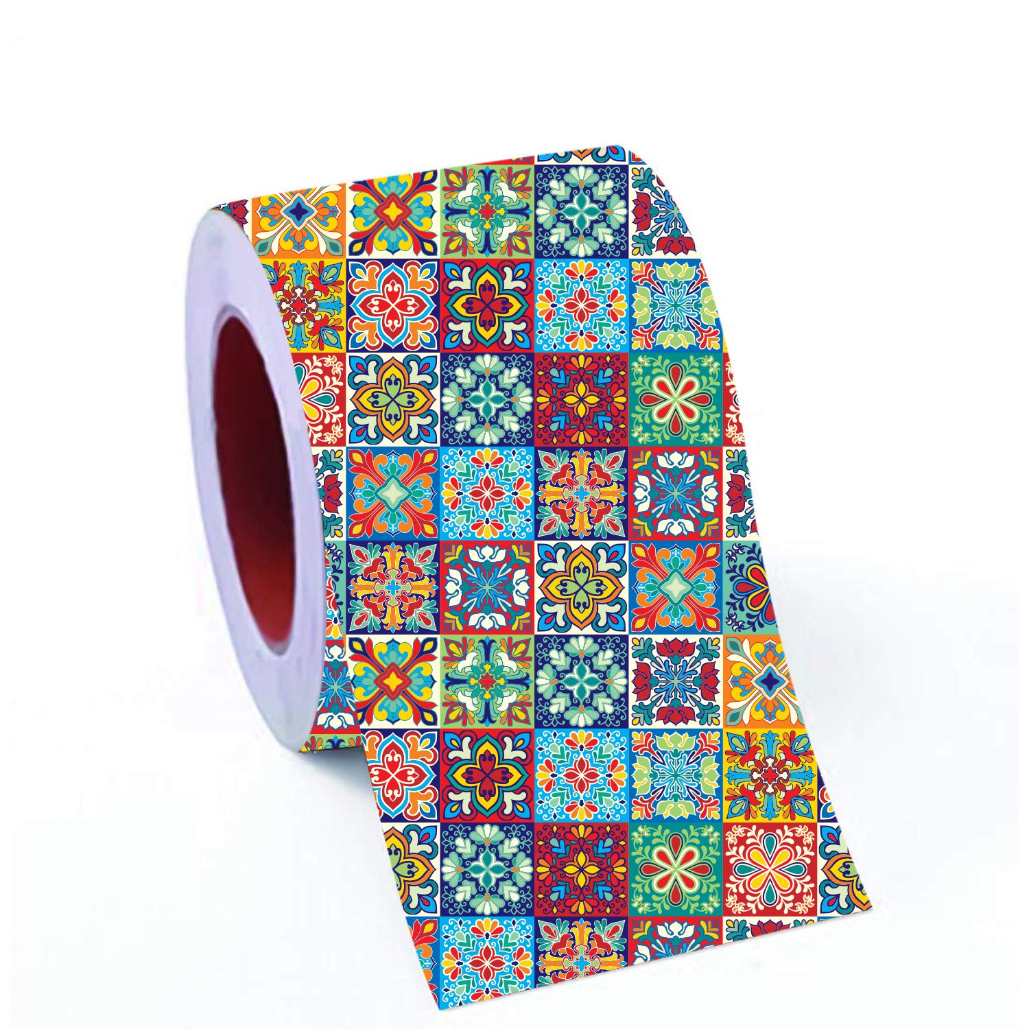 ALL YOUR DESIGN Polyvinyl Chloride Tree And Flowers Wall Tile Sticker - Multicolor, 6 x 48 Inches