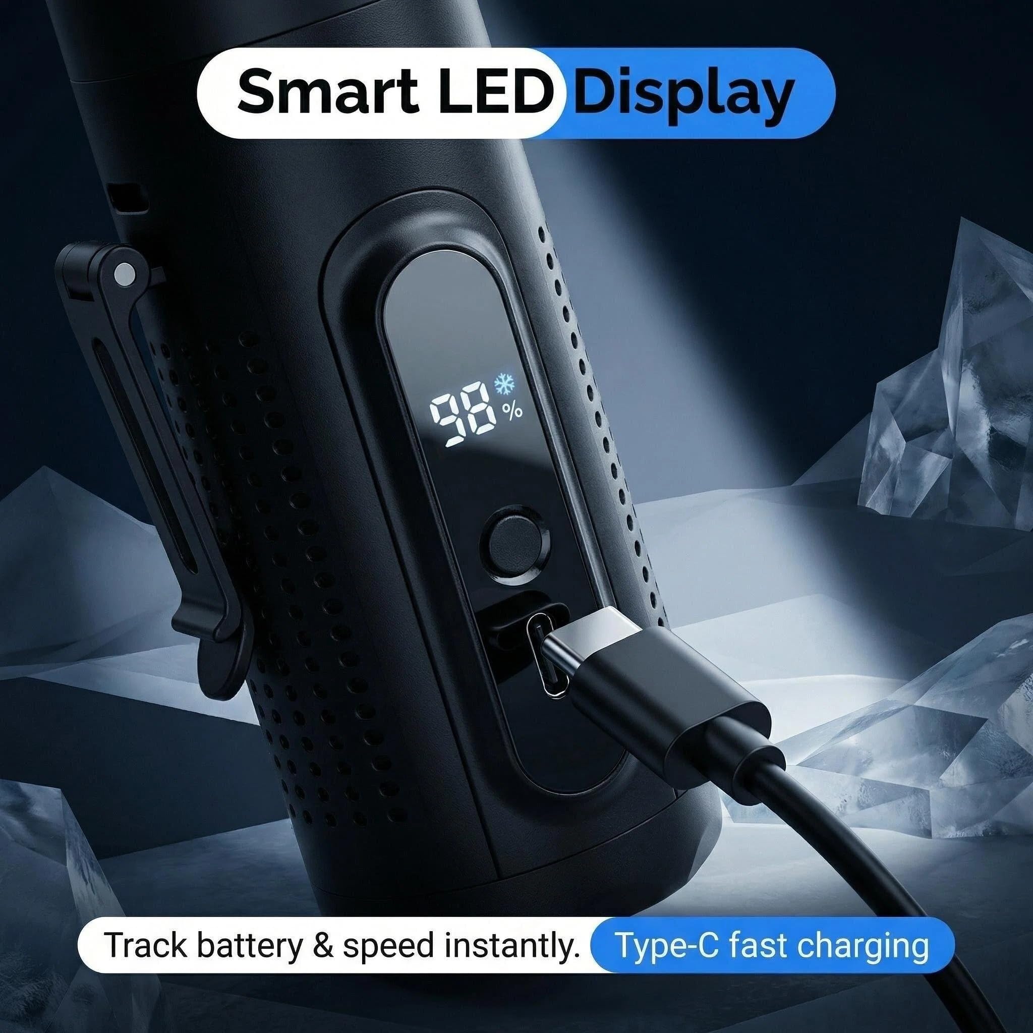 ZONSUSE Ventilatore Portatile, 3-in-1 Ventilatore a Mano con Piastra Rinfrescante, Mini Ventilatore Ricaricabile 5 Velocità con Display LED, Supporto da Tavolo e Luce da Tavolo Viaggio (Nero)