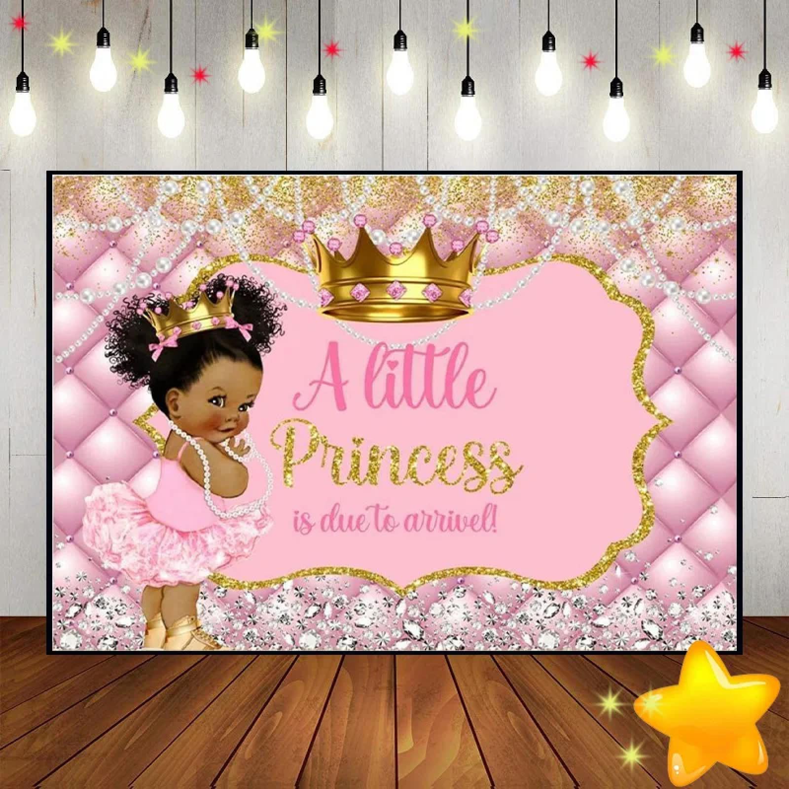 Sfondo fotografico principe Vinile Baby Shower Trono Decorazione di compleanno Fondali fotografici per feste Sfondo Banner Corona Blu Oro 440x300CM
