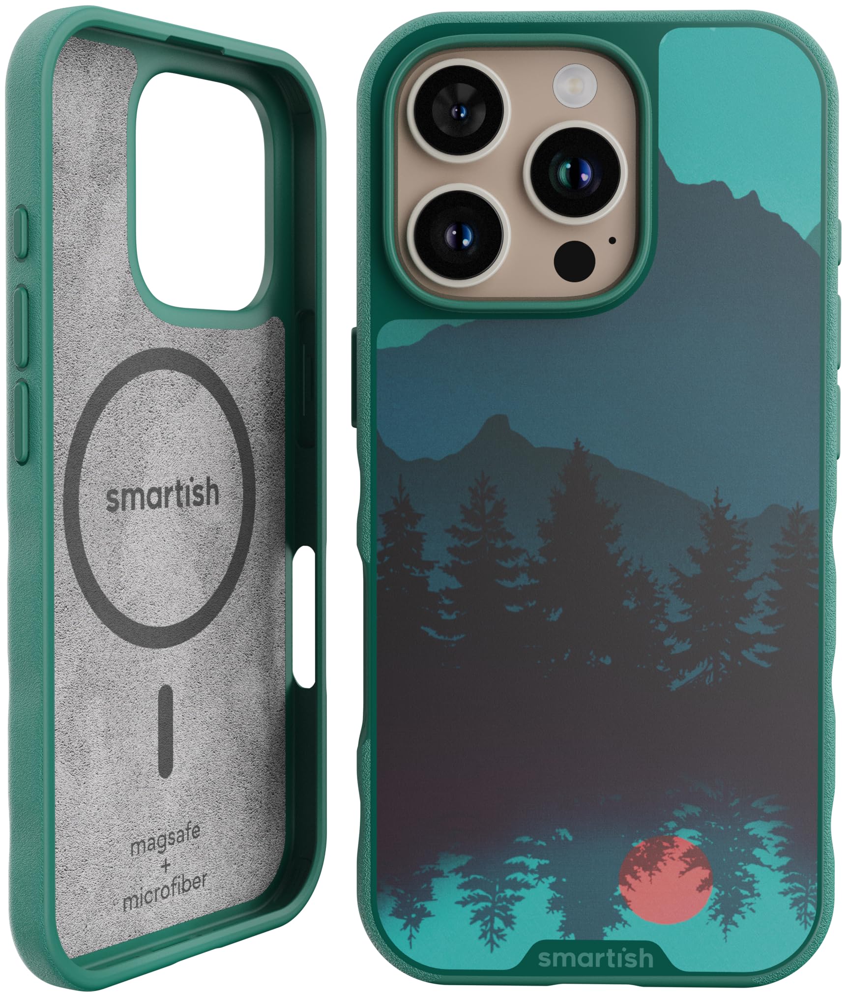 Smartish® iPhone 16 Pro Magnetic Case - Gripmunk Compatible with MagSafe [Lightweight + Protective] Slim & Thin Grip Cover with Microfiber Lining for Apple iPhone 16 Pro - Moving Mountains