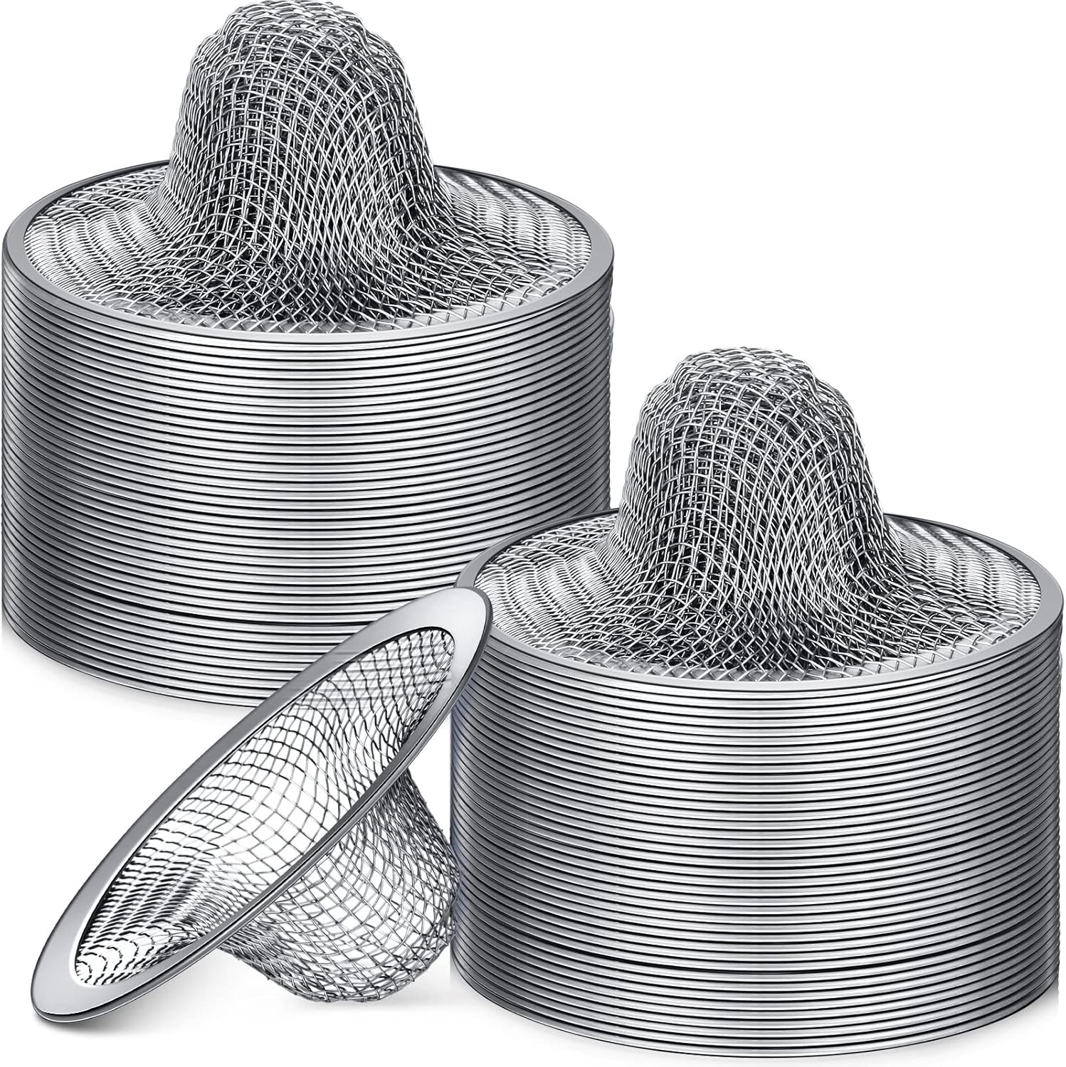 100 Pcs 2.75" Mesh Sink Strainers Stainless Steel Drain Strainer Bathroom Sink