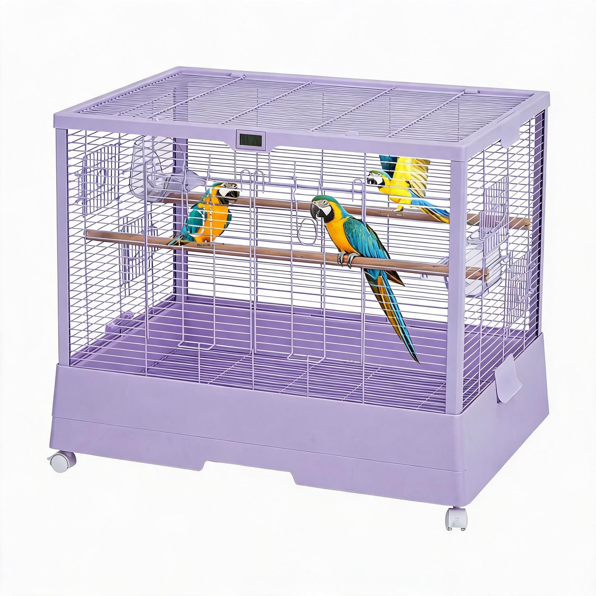 Large Metal Bird Cage for Cockatiels Parakeets Budgies, Heavy Duty Carbon
