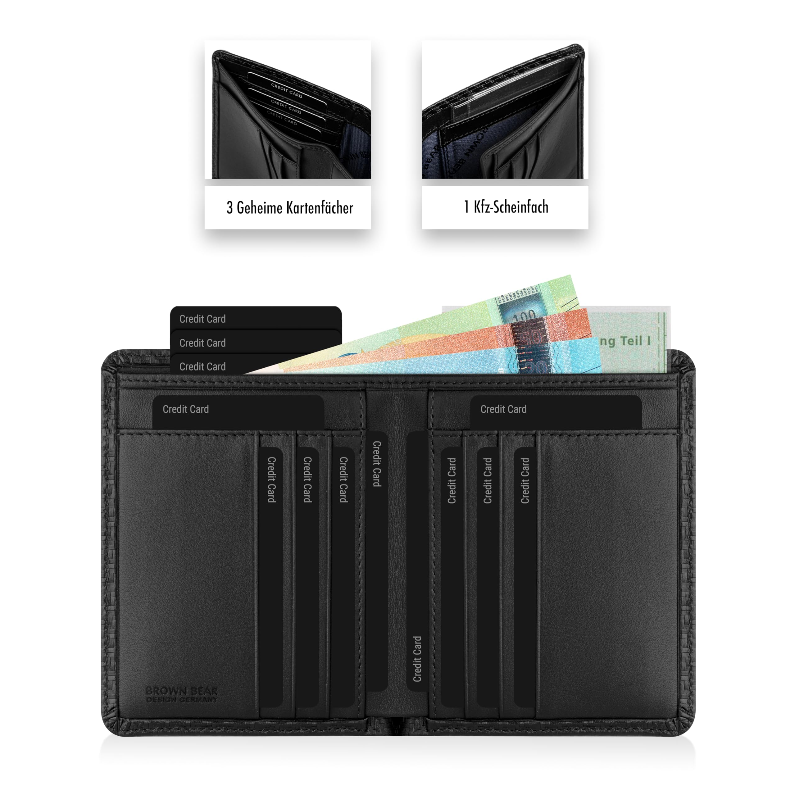 BROWN BEAR Ausweisetui Leder Schwarz mit RFID-Schutz BB 8015 CBK