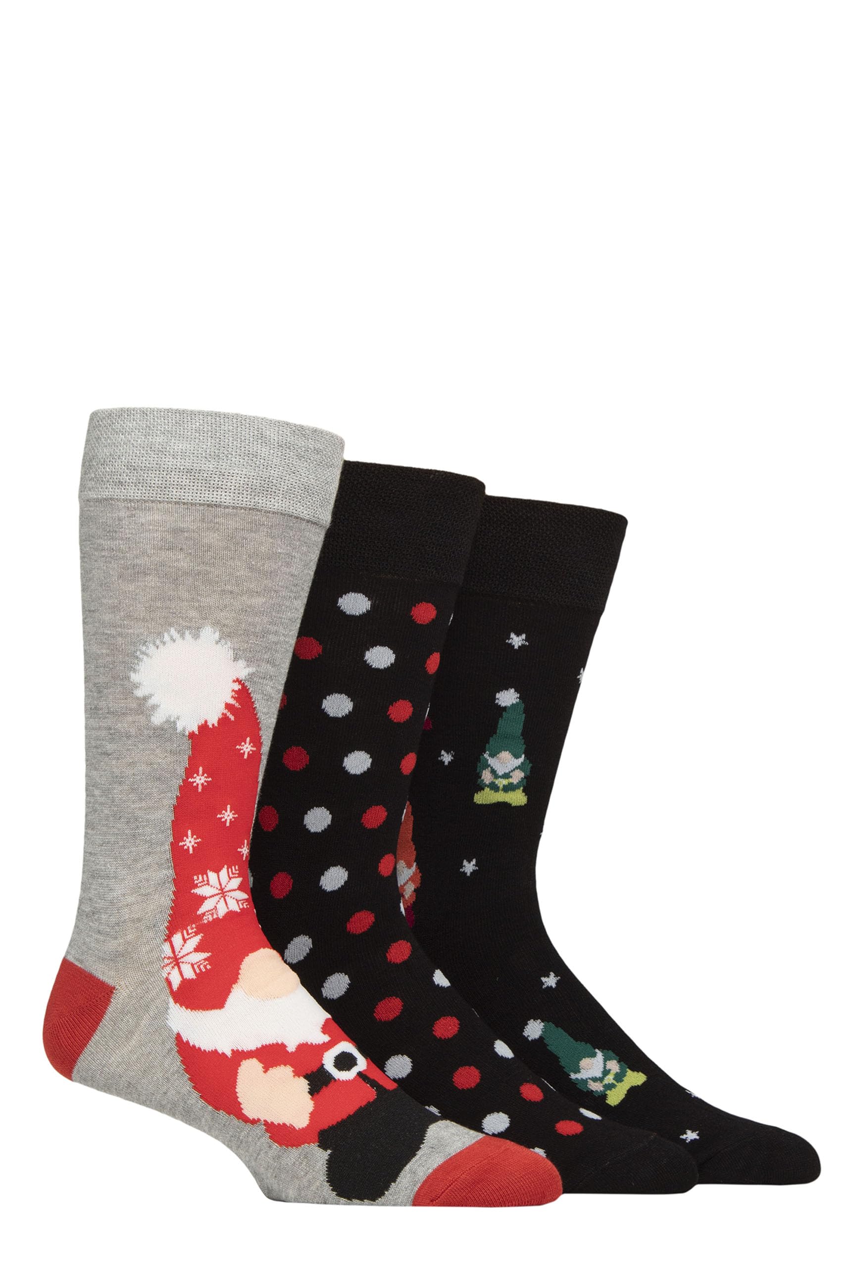 SockShop Lazy Panda Mens Christmas Bamboo Socks Pack of 3 (UK, Numeric, 7, 11, Regular, Regular, Christmas Gnomes)