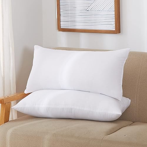 Acanva Relleno de almohada decorativa, rectangular, de alta calidad, para sofá, silla, 16 x 26 pulgadas (paquete de 2), color blanco, 2 unidades