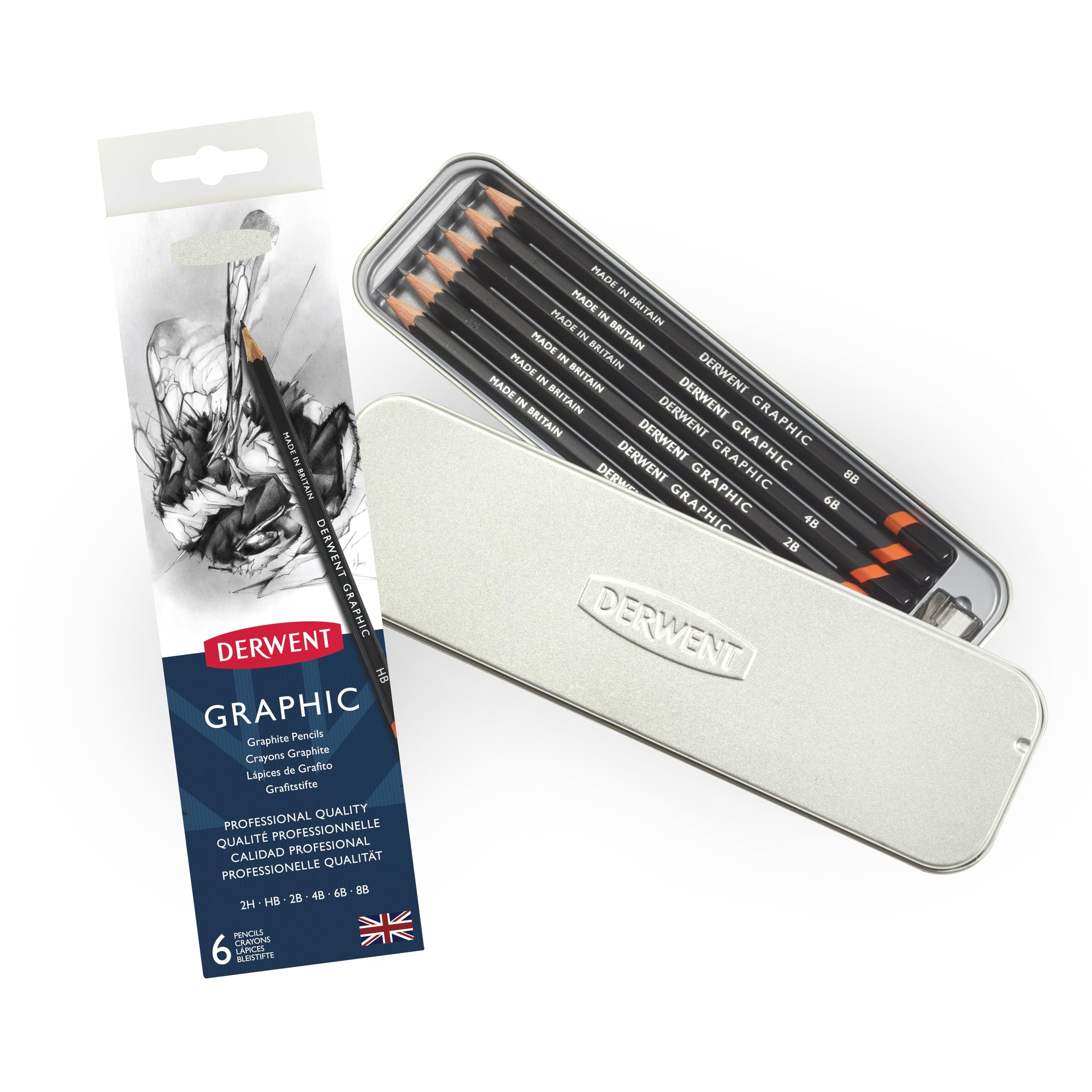 Derwent Graphic Pencils, Includes Tin and Sharpener, Set of 6 (0700835) (1951727)