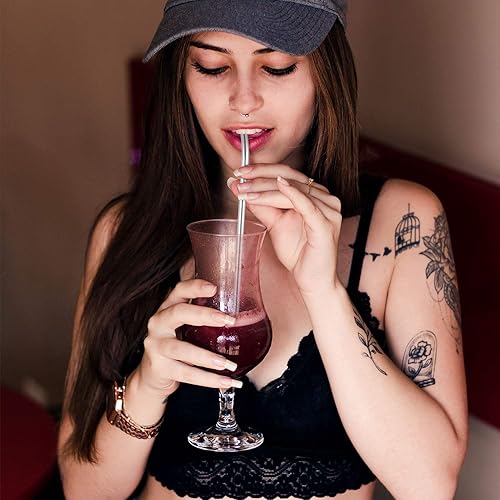 Miniatura 5 de 4 pajitas de cuchara de acero inoxidable, popotes reutilizables de metal para cóctel, pajitas con cepillo de limpieza largo