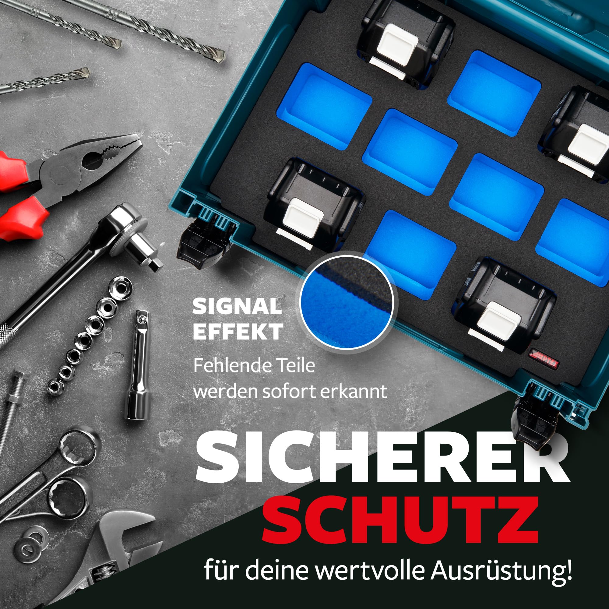 APTEX Schaumeinlage passend für Makita Akkus 18V MakPac Gr. 2-3