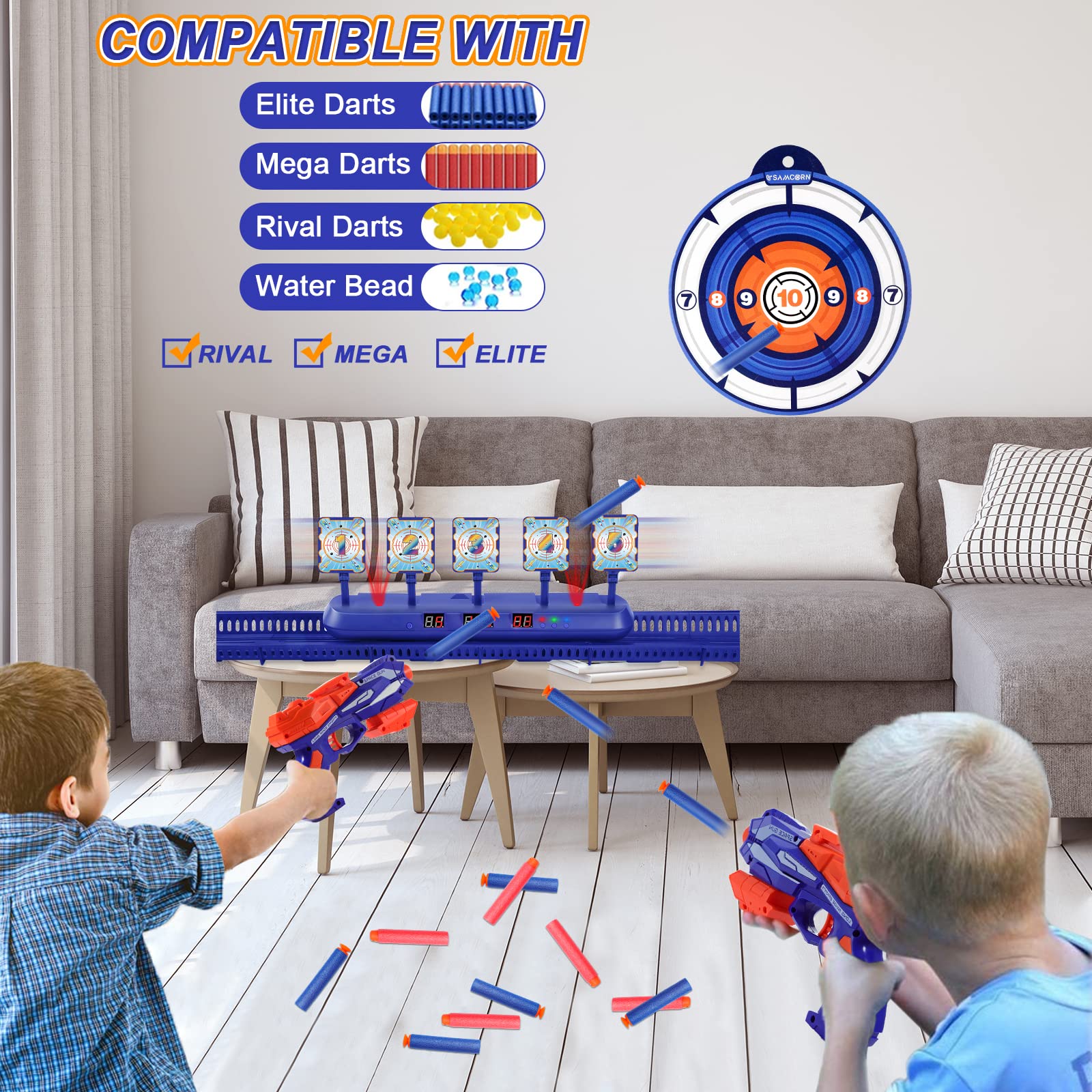 Digital Running Shooting Targets, Electronic Scoring Auto Reset 5 Moving Shooting Targets Multi