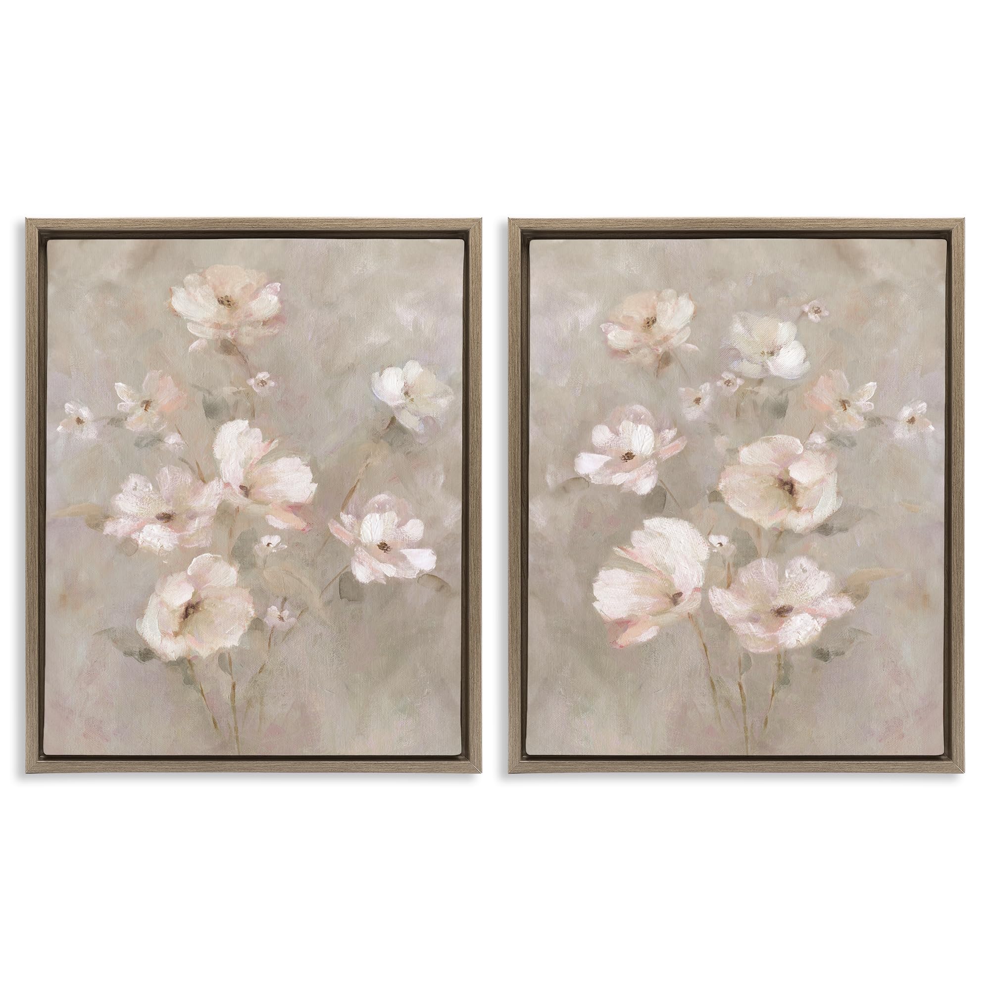 Stupell Industries Blush Cherry Blossom Bouquet_v1 'Arranged Blush Blossoms', 2Pc Floating Frame Art Set 2, Brown, 17 X 21 Inches, Easy To Hang And Sturdy, Made In Usa, By Carol Robinson