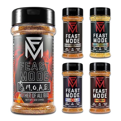 Feast Mode Flavors | Picante Pack | 5 unidades | Condimentos de 5 oz | Condimento para preparación de comidas, bajo en sodio, sin MSG, sin gluten,