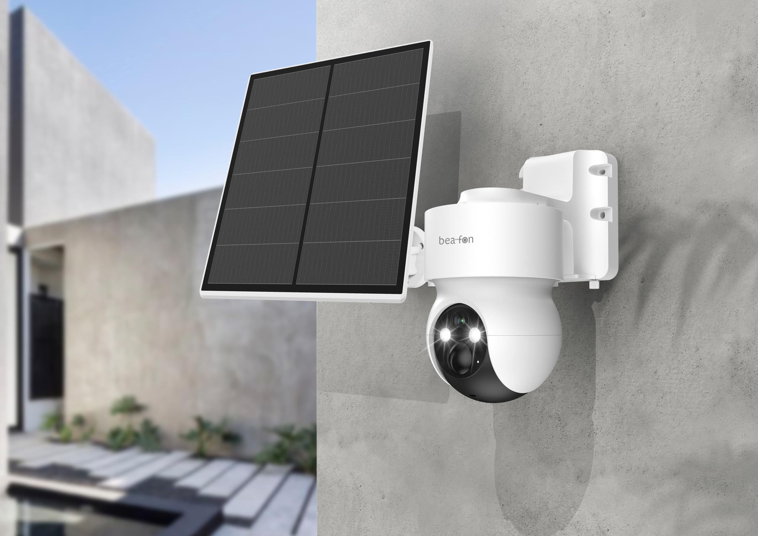 Beafon, Smart Home, Safer 3S Pro, Überwachungskamera Außenbereich, IP65 Schutz gegen Wasser und Staub, steuerbare Outdoor Kamera, weiß, Netzwerk WiFi 2,4G, Android-iOS, Sicherheitskamera mit LED