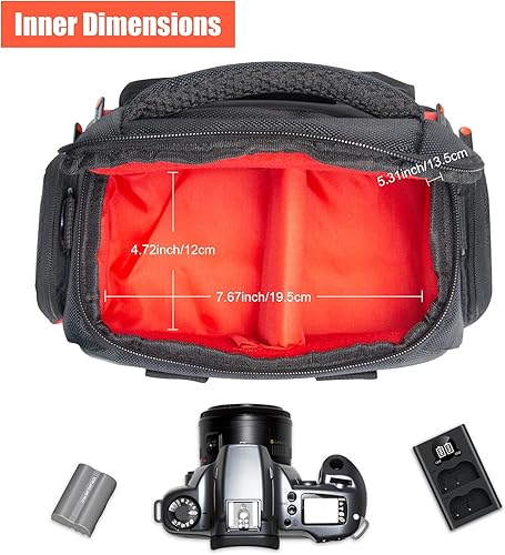 Miniatura 5 de FOSOTO Funda de hombro para cámara DSLR compatible con Canon EOS Rebel T7 T6 4000D 80D 90D 6D Mark II, Nikon D3500 D3400 D5600 D60 D750, Sony SLR y