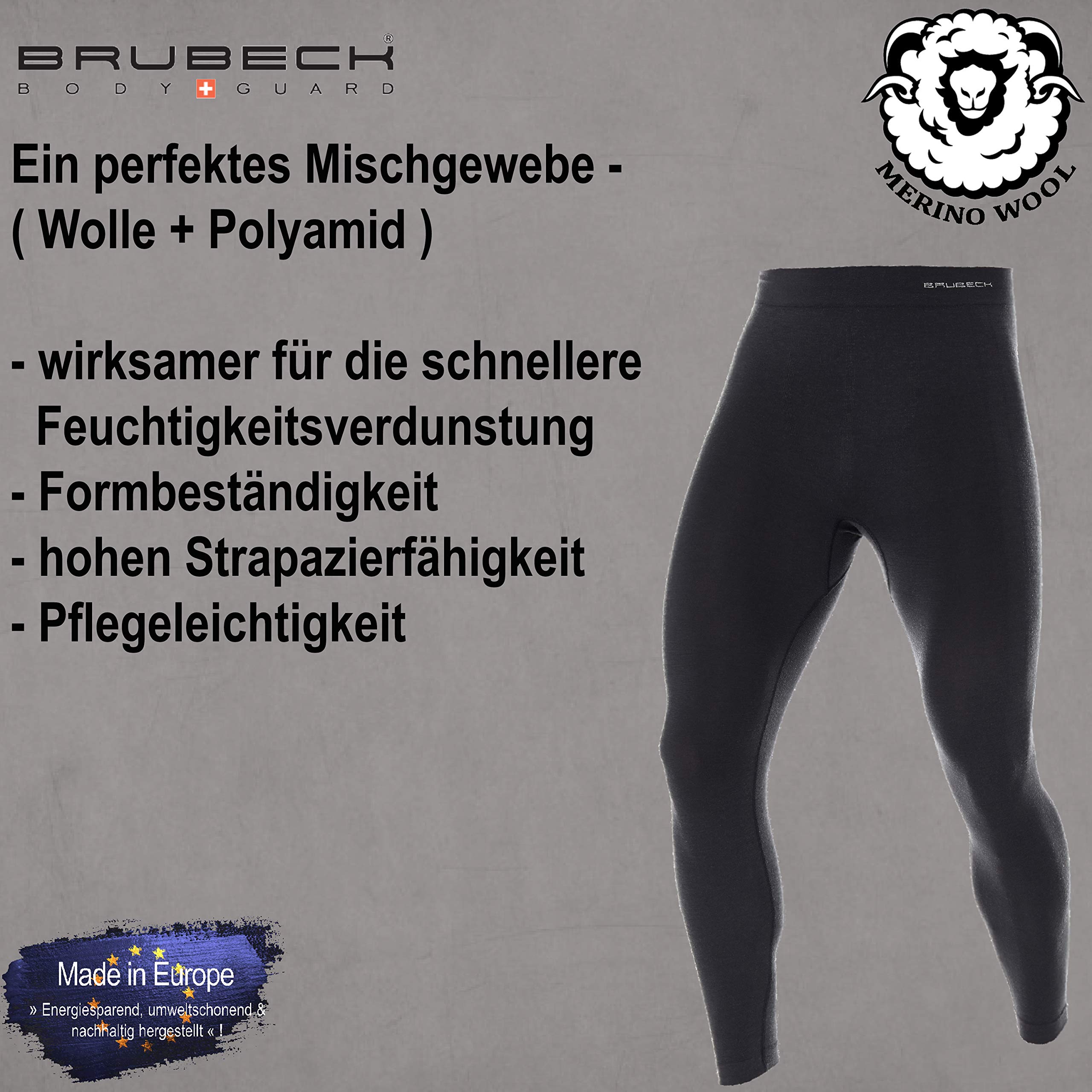 BRUBECK Męskie długie spodnie funkcyjne oddychające | legginsy funkcjonalne bezszwowe | legginsy | bielizna funkcyjna dla mężczyzn 41% wełna merino | rozm. XL | LE10930