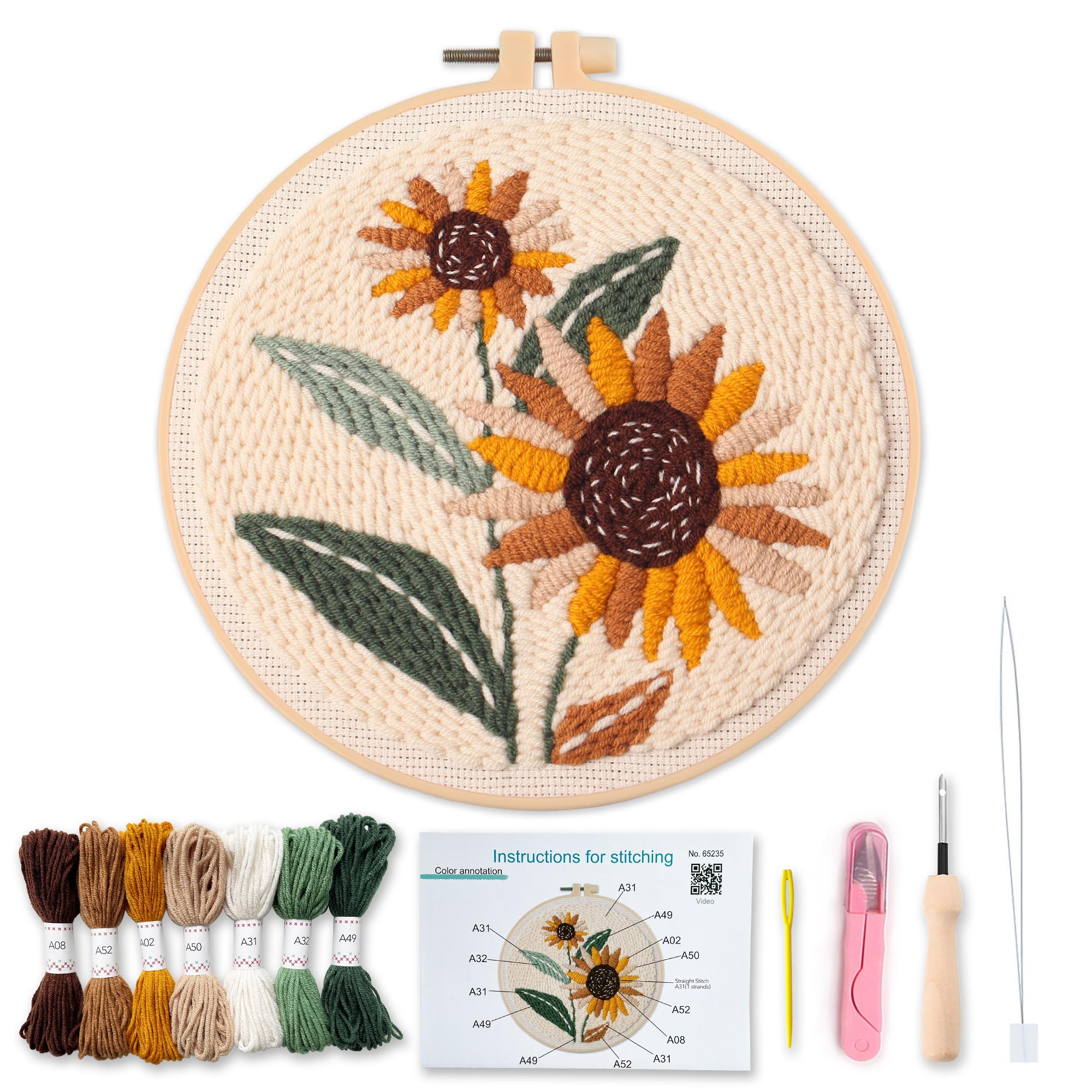 Beginner Punch Needle Kit - Tulip Floral Art -9 Beginner Punch Needle Kit - Tulip Floral Art -9