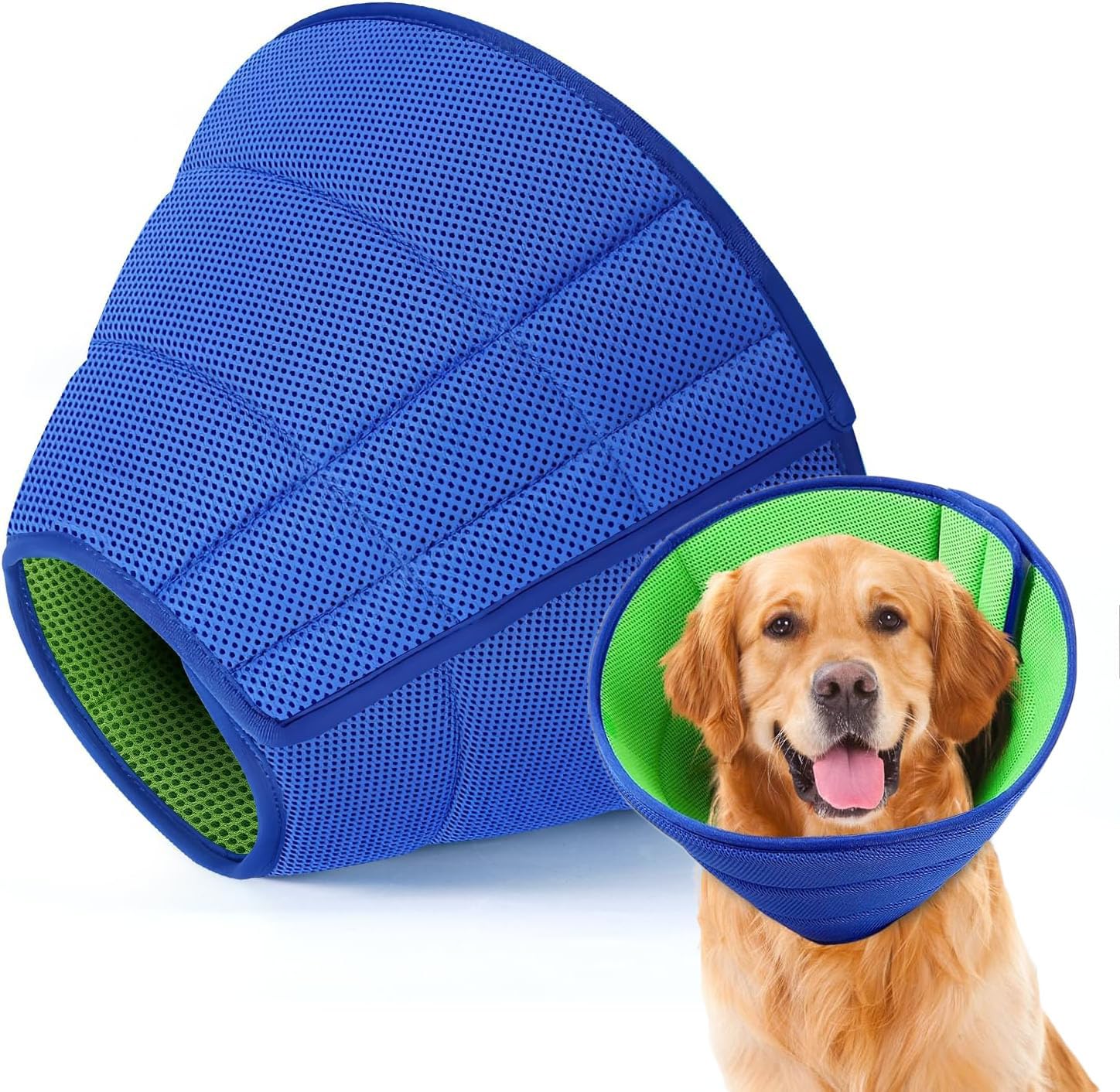 Dog Cone Collar for Dogs After Surgery, Buster Collars for Dogs and Cats, Adjustable Neck Recovery Collars for Pets, Protective Head Cone for Pet Dog Prevent Licking (Blue, XL)