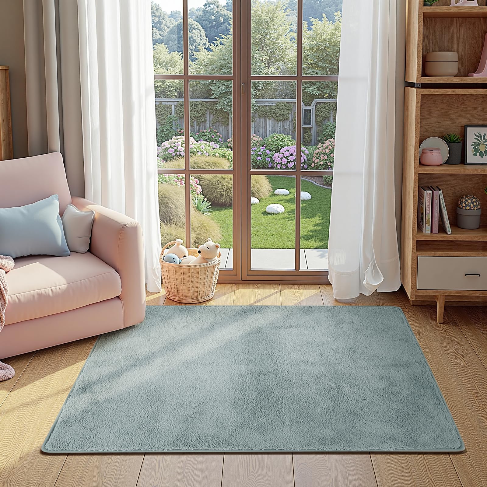 jinchan Solid Plush Area Rug 3x5 Performance Shaggy Washable Rug Indoor Soft Modern Faux Wool Cozy Non Slip Carpet for Living Room Kids Room Bedroom