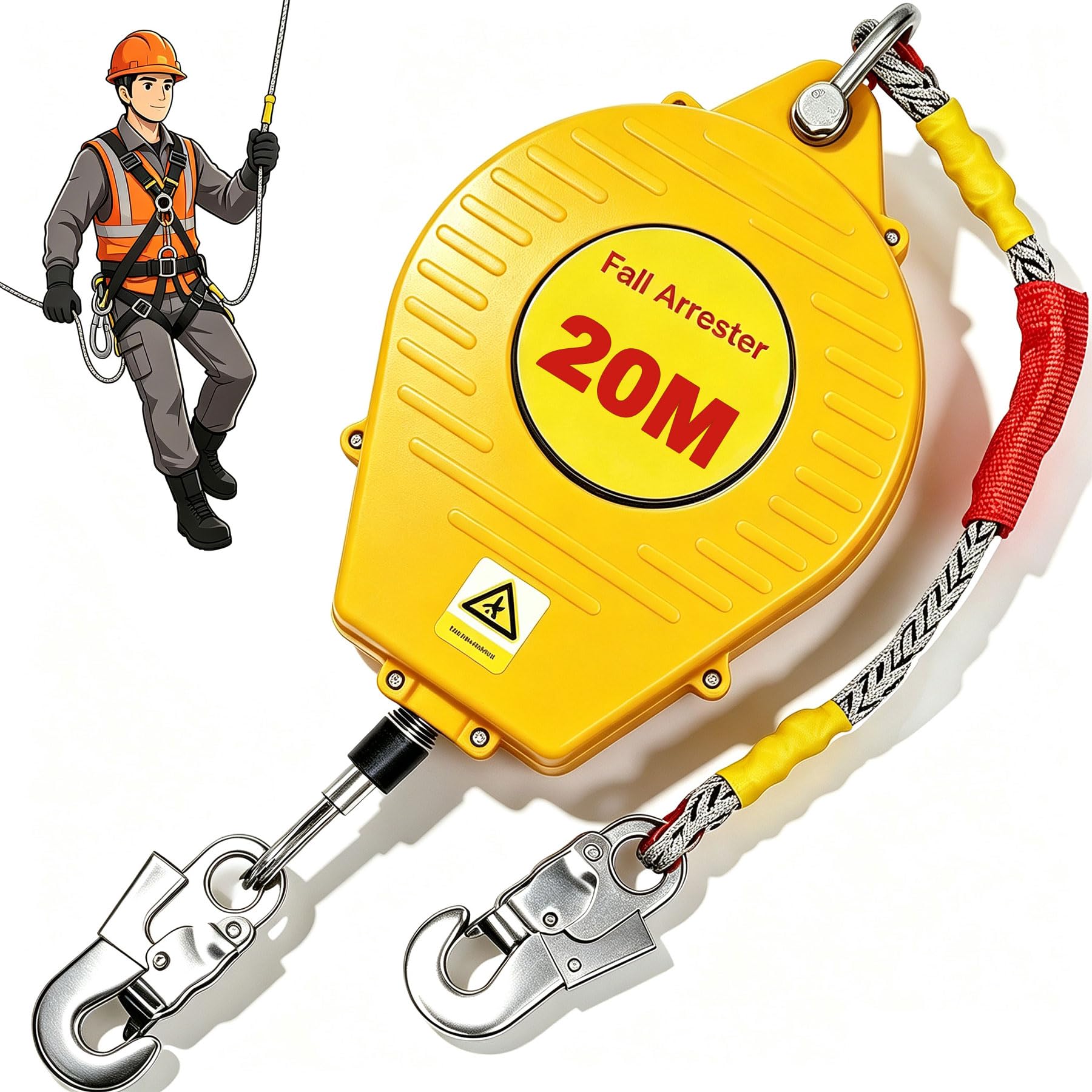 Dispositivo Anticaduta Retrattile Certificato 3-20m(Yellow, 20m)