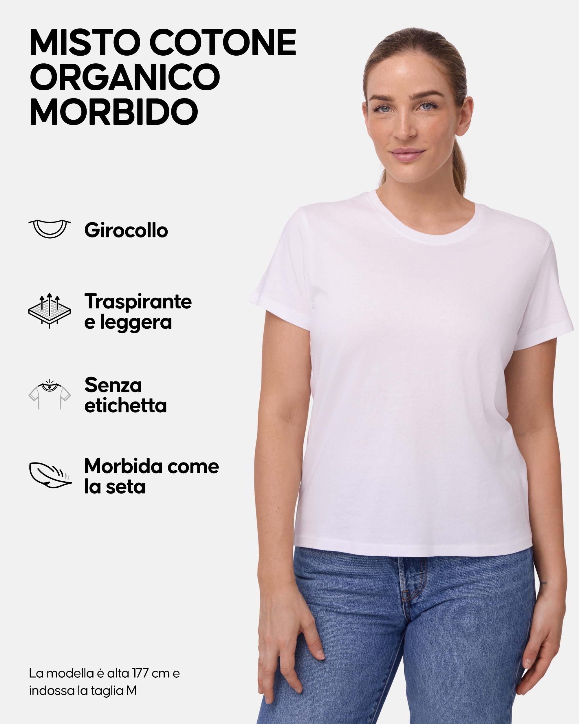DANISH ENDURANCE Maglietta in Cotone Biologico, T-Shirt a Mezze Maniche, Morbida, Premium, da Donna, 2 Paia