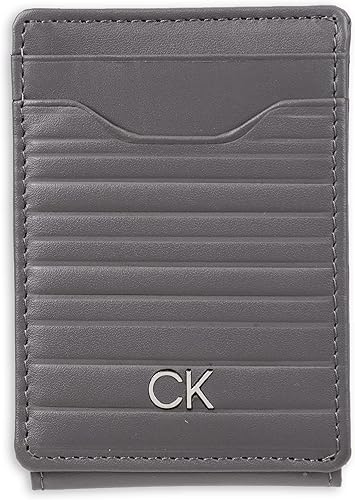 Calvin Klein Billetera de cuero magnética RFID con bolsillo frontal para hombre gris talla única gris talla única