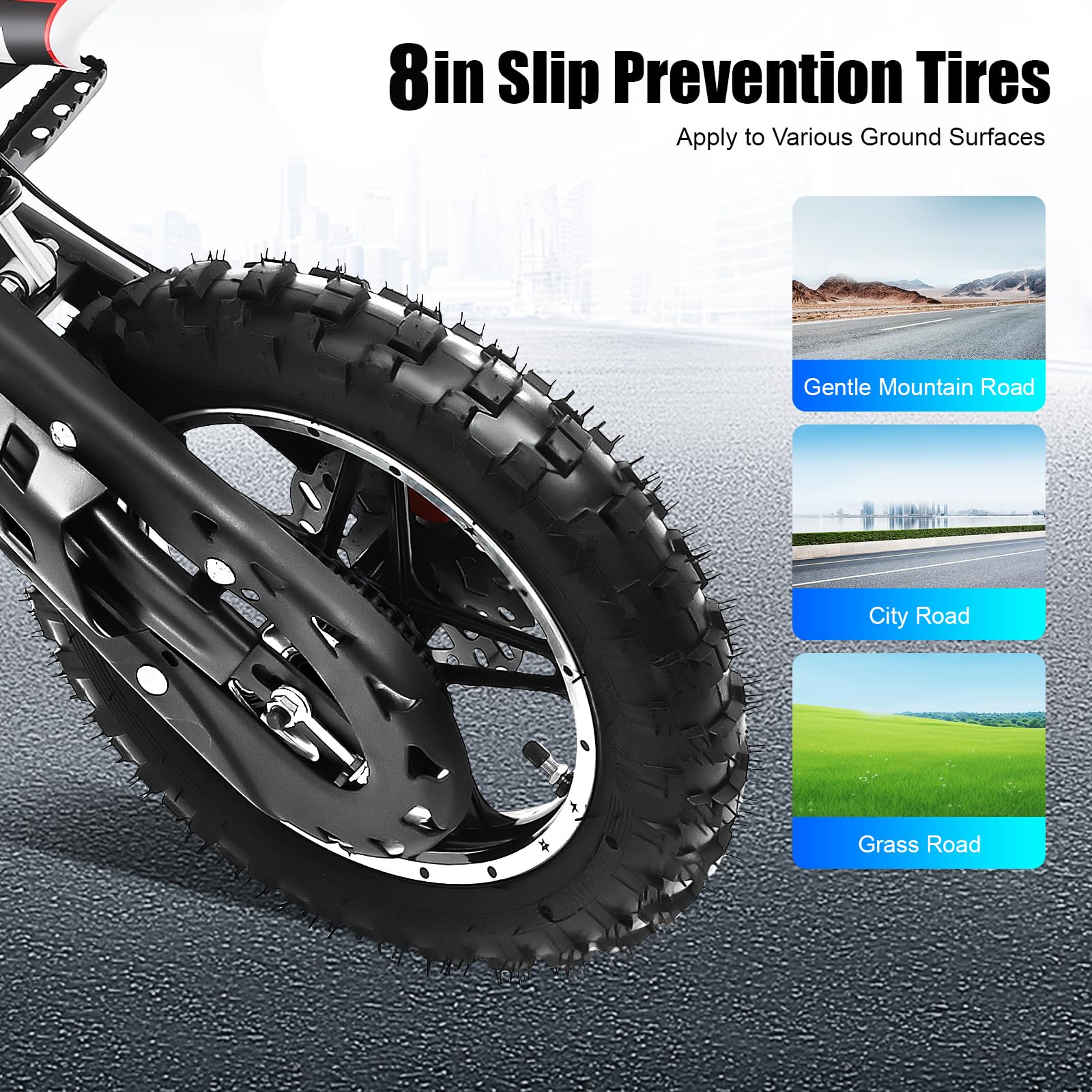 49cc Dirt Bike,Kinder Jugend Crossbike Pocket Cross,8 Zoll 2-Takt Motorrad Motorbike,Hand-Zug-Start-Methode,Scheibenbremsen,Bis 50 km/h, Max 80kg, Motorsport Pocket Crossbike