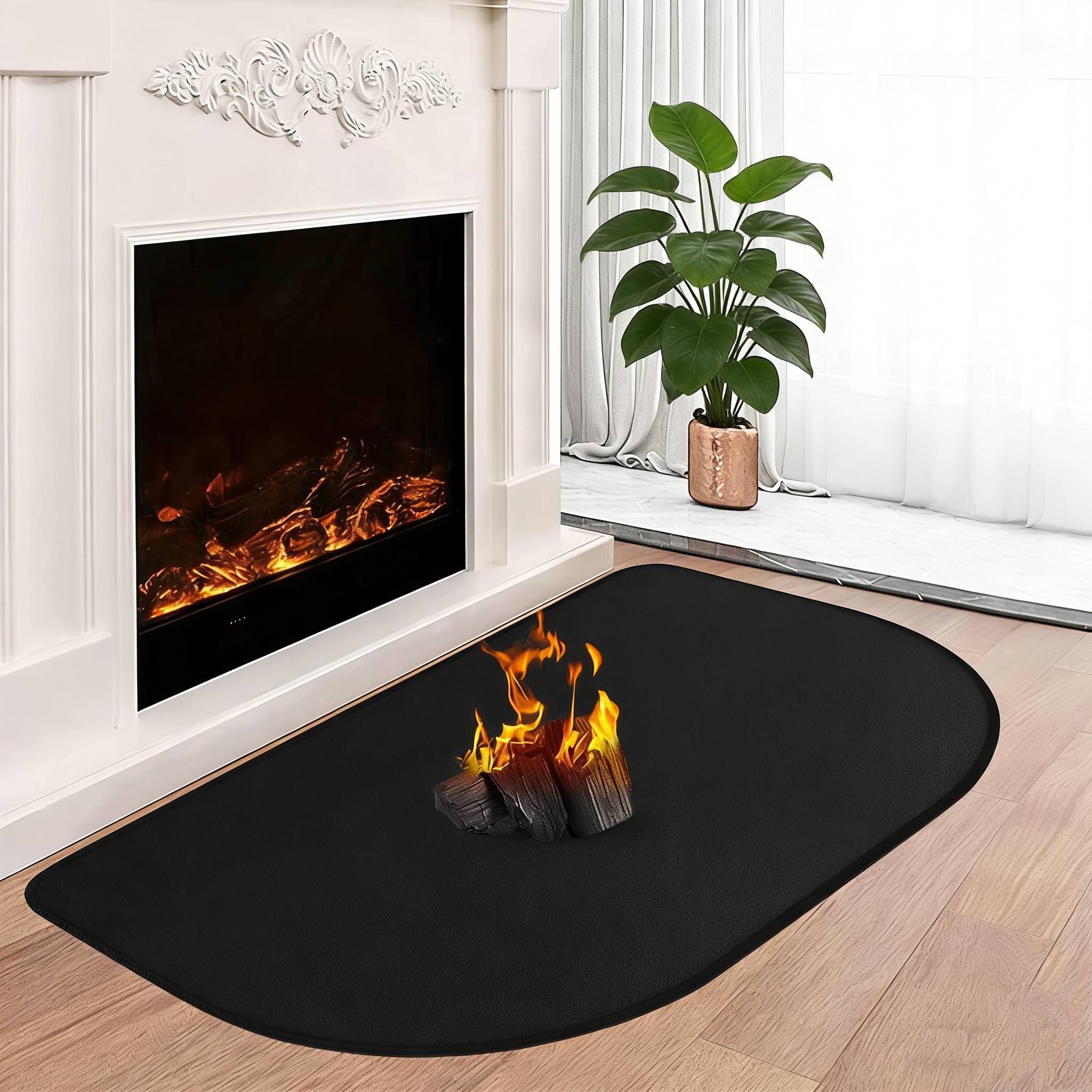 Tapis Ignifuge Semi-Ronde 50x80cm - Protection Barbecue & Cheminée Jusqu'à 1093°C, Anti-Feu Pour Extérieur