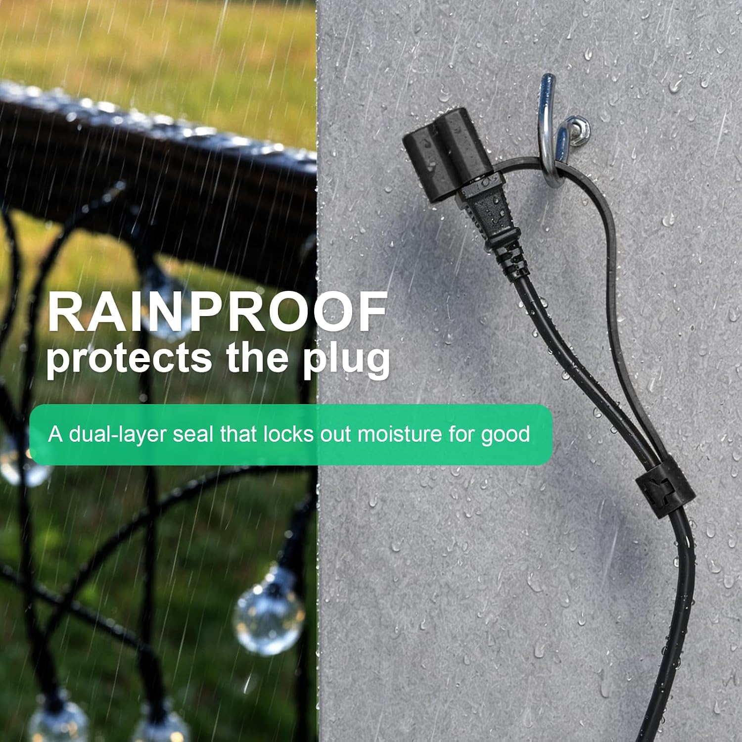 Outdoor Plug Cover,Waterproof Exterior End Cap for 2 & 3 Prong 120V Outlets,Protects Male Plug from Dirt,Salt & Moisture–for Engine Block Heaters,Battery&Trickle Chargers,Extension Cords-Black,2Pack