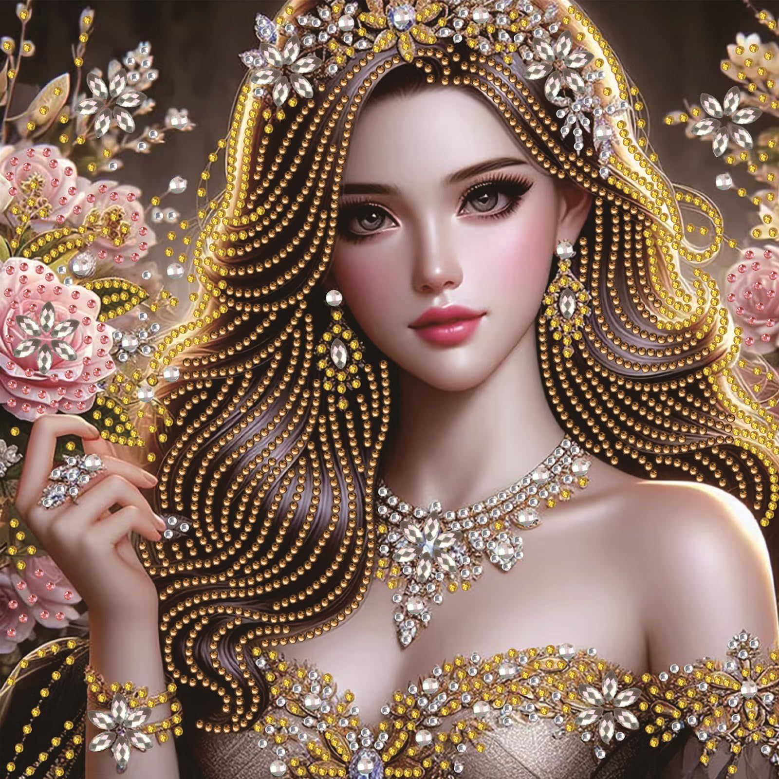 Beauty Special Shaped DIY Partial Drill Diamond Painting Kits for Adults Beginners Home Decor Diamond Dots Paintings 11.81x11.81in
