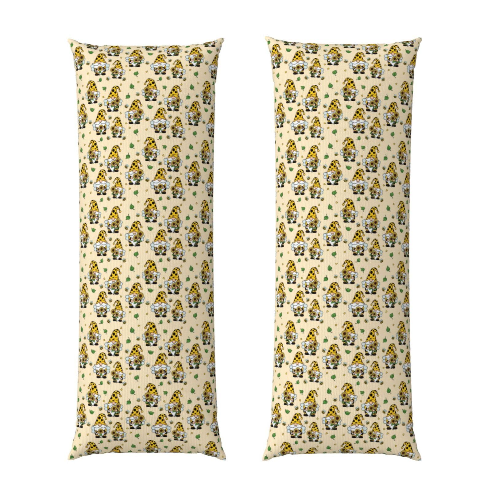 Body Pillow Cover 20x54 Inch, Gnomes Bees and Sunflowers, Luxury Cozy Long Pillowcase with Zipper, Softffy Rectangular Case for Couch Bed Home Hotel